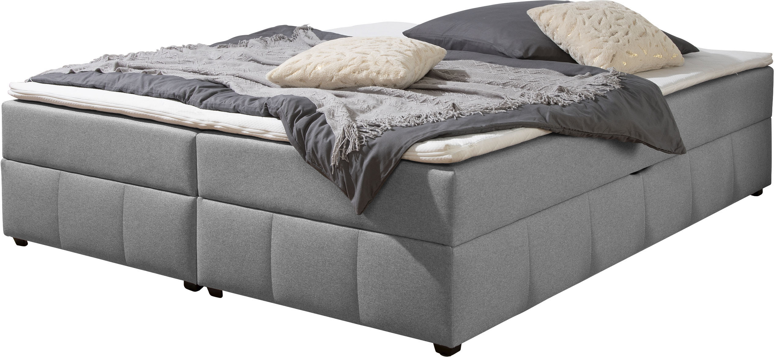 Boxbett HOME AFFAIRE, hellgrau, B:204cm L:204cm, Komplettbetten, Boxbett ohne Kopfteil, inkl. Topper Image
