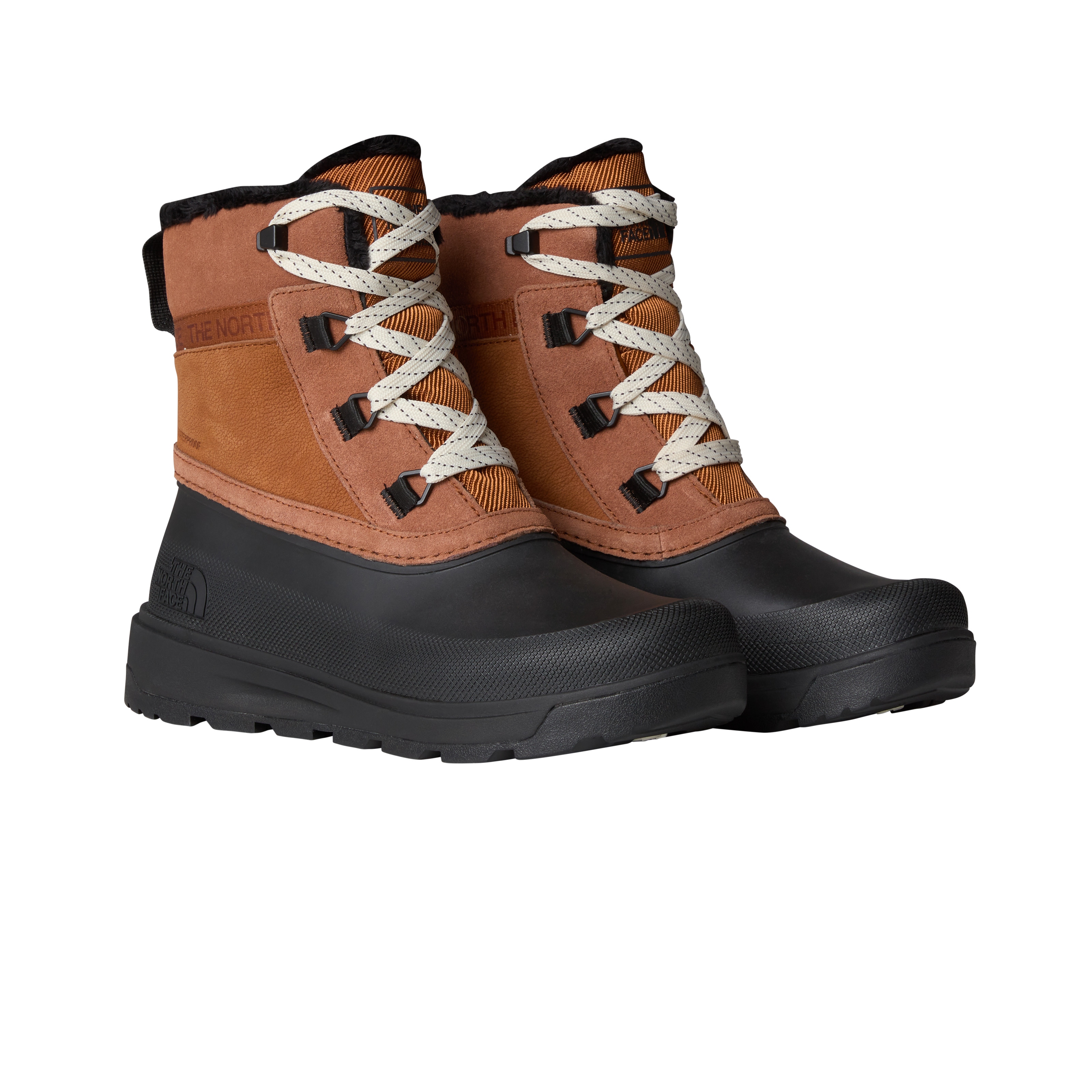 Winterstiefel THE NORTH FACE "W SHELLISTA V SHORTY WP", Damen, Gr. 36, burnt umber, tnf schwarz, Leder, Schuhe, Winterschuhe, Winterboots, Snowboots, wasserdicht