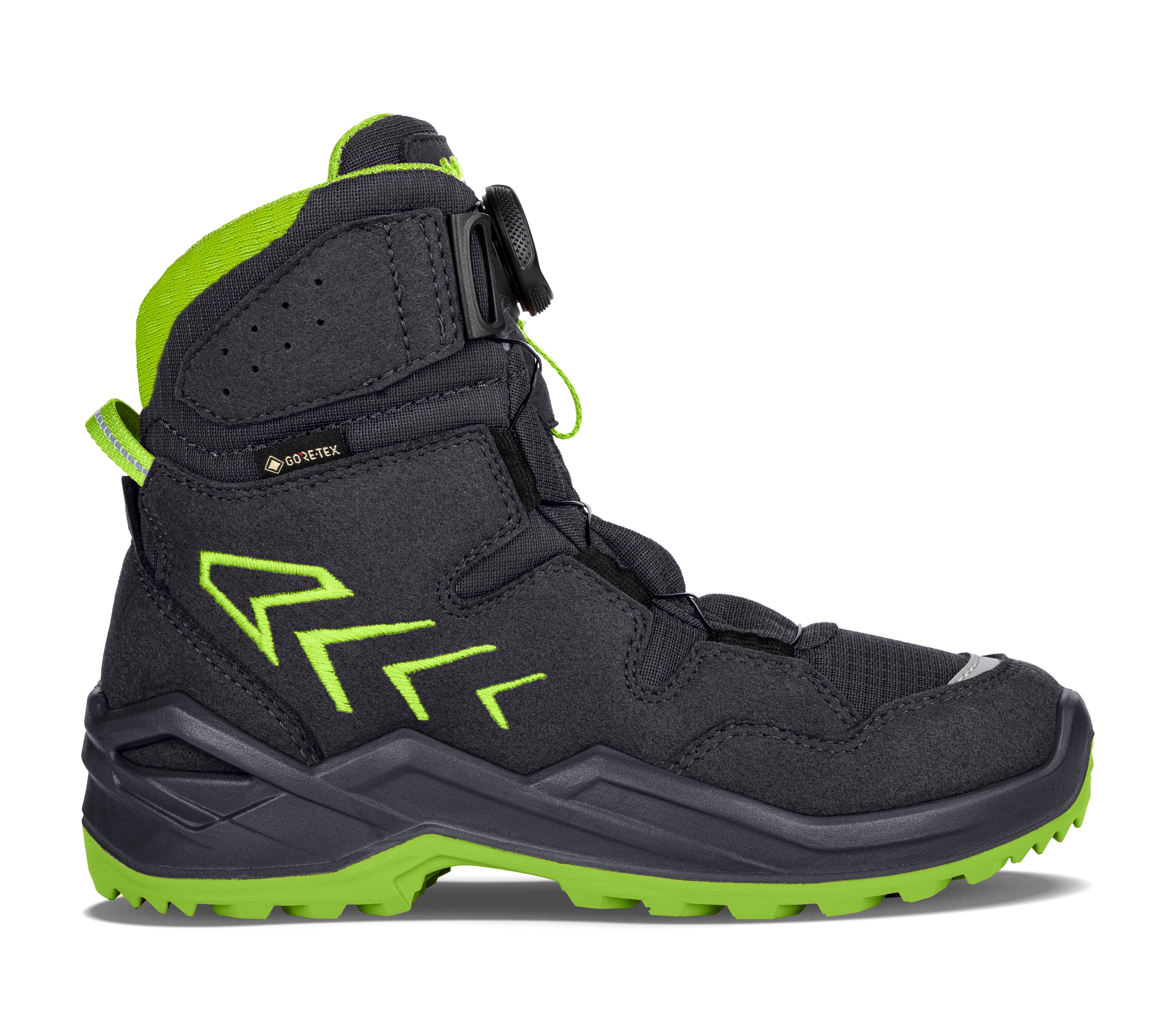 Winterstiefel LOWA "FIRO GORE-TEX HI JR", Damen, Gr. 38, navy, limone, Synthetik, Textil, Schuhe, Winterschuhe, Winterboots, wasserdicht, gefüttert, mit Drehverschluss