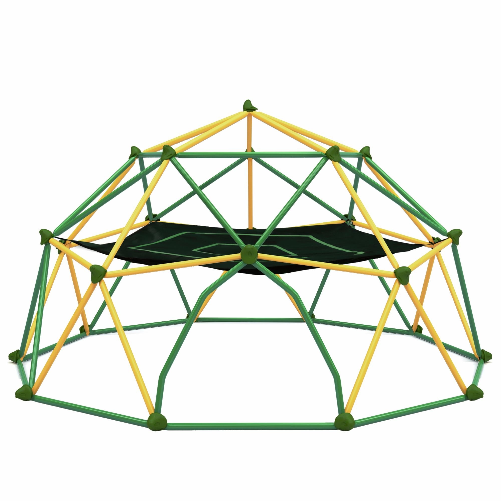 12ft Geometric Dome Climber Play Center - Kids Climbing Dome Tower with Hammock - Green + Yellow