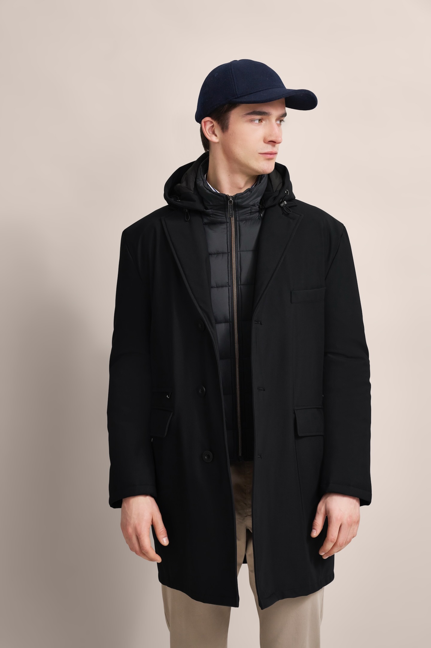 Bugatti Herren Reverskragenmantel mit abnehmbarer Kapuze Image