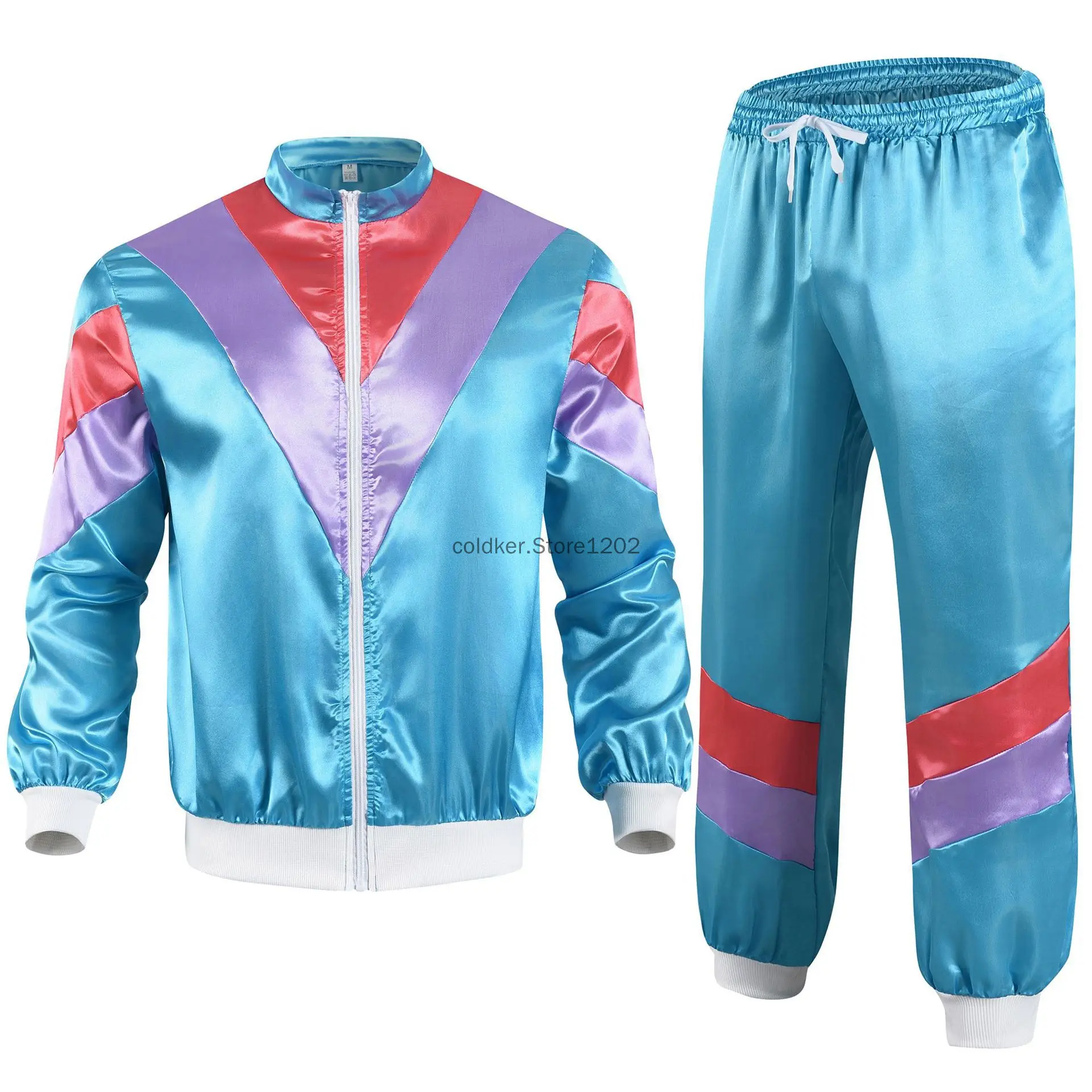 80er 90er Trainingsanzug für Männer Frauen Halloween Retro Kostüme für Männer Hip Hop Windjacke 90er Disco Sportbekleidung für Party Cosplay