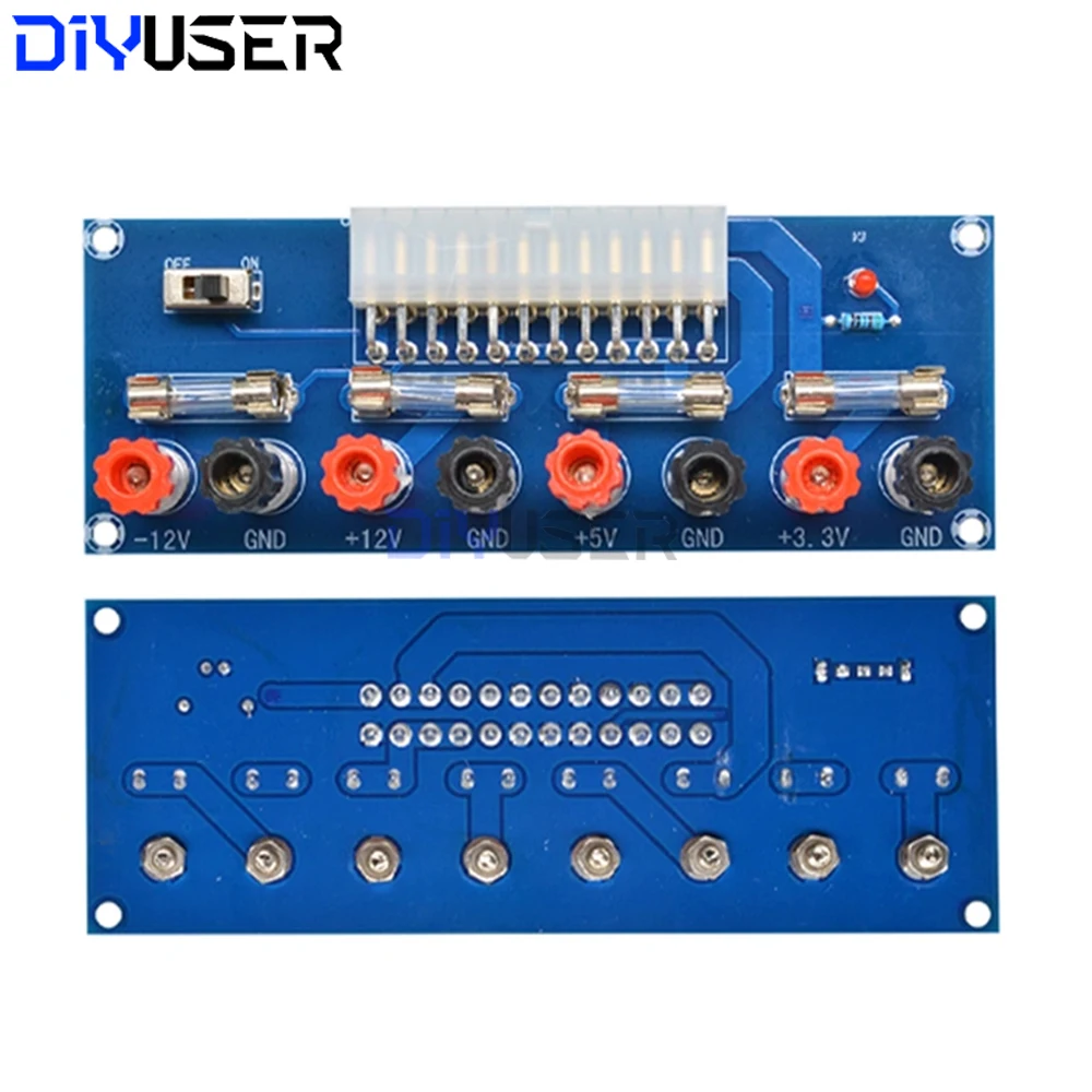 XH-M229 ATX-Netzteil-Adapterplatine, 3,3 V, 5 V, 12 V Ausgangsklemmenmodul mit Ein/Aus-Schalter und Sicherung für PC-Netzteil Image