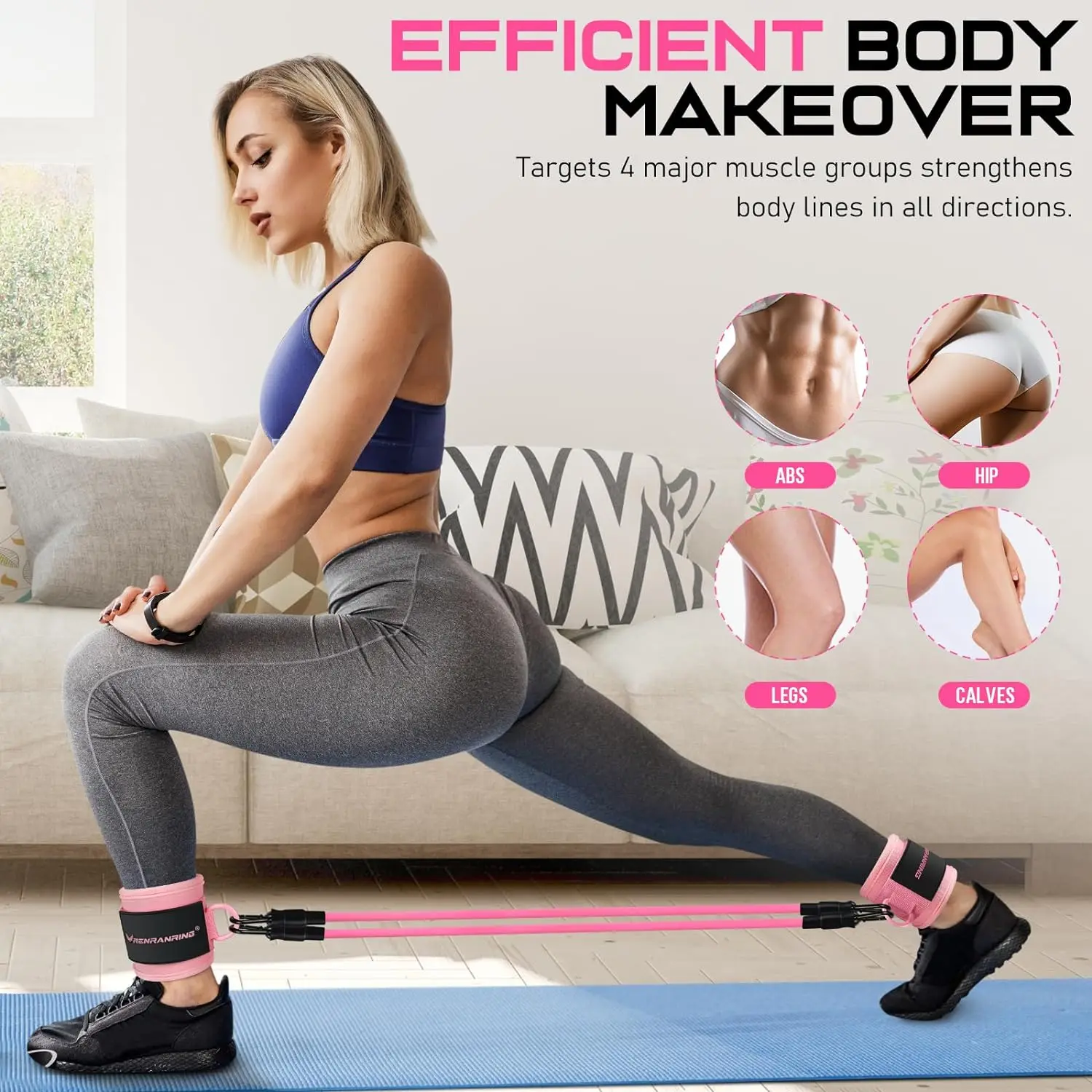 Ankle Straps Resistance Bands Set Fitness Workout Exercise Equipment Ankle Weight Yoga Elastic Fitness Band For Gym Man or Woman