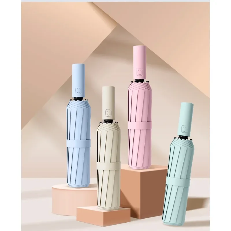 Automatischer Faltschirm mit hohem ästhetischem Wert und Sonnenschutzbeschichtung, schützt effektiv gegen Regen und Wetter, doppelter Verwendungszweck Image