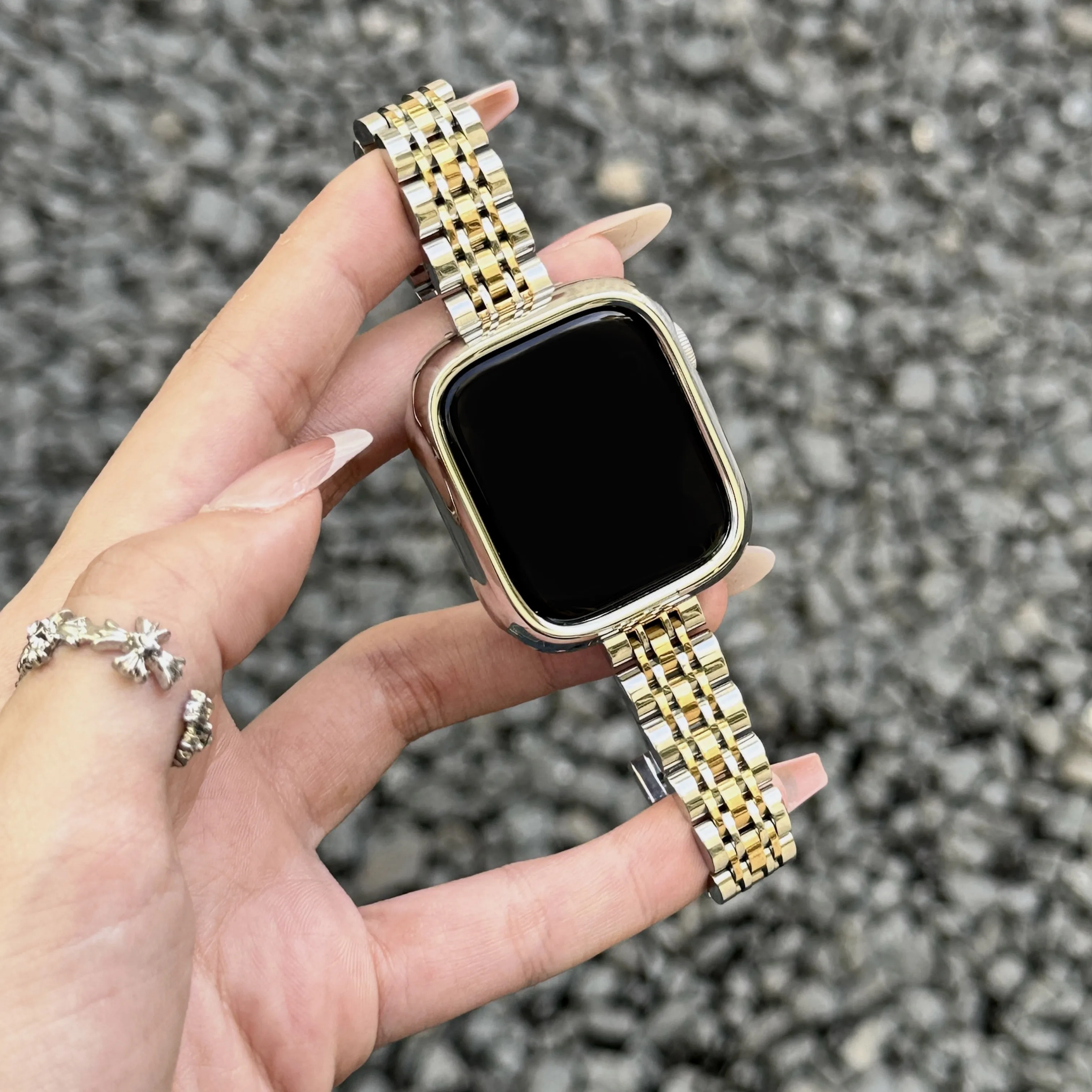 Hochwertiges Luxus-Metall für Apple Watch Band Link Damen Serie 11/8/7/6/10/9 40 mm 41 mm 38 mm 42 mm 44 mm 45 mm 46 mm Armband Image