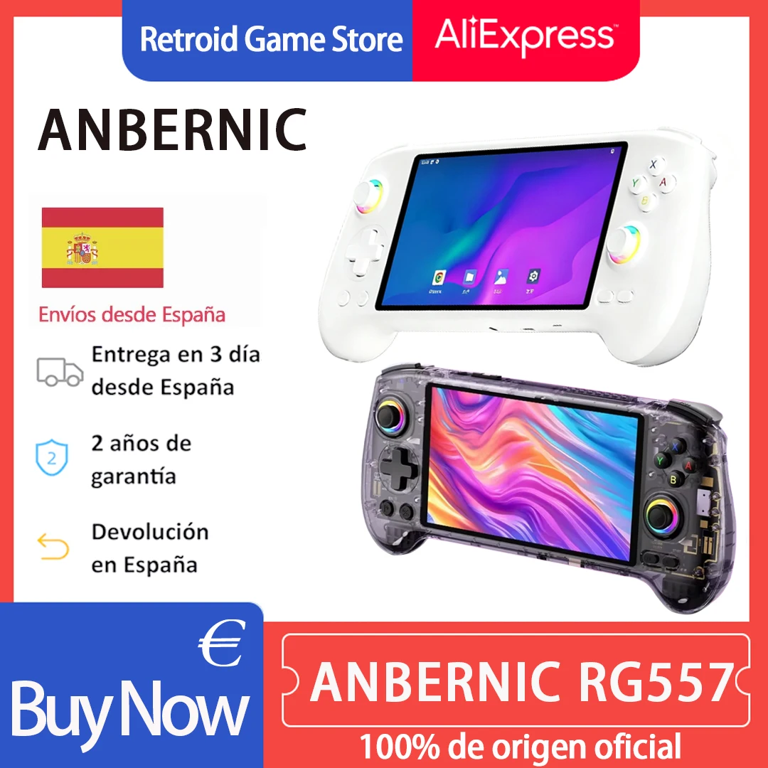 ANBERNIC RG557 Console di gioco portatile Schermo AMOLED da 5,48 pollici Dimensity 8300 Android 14 Joystick ad alta risoluzione Lettore video RG 557