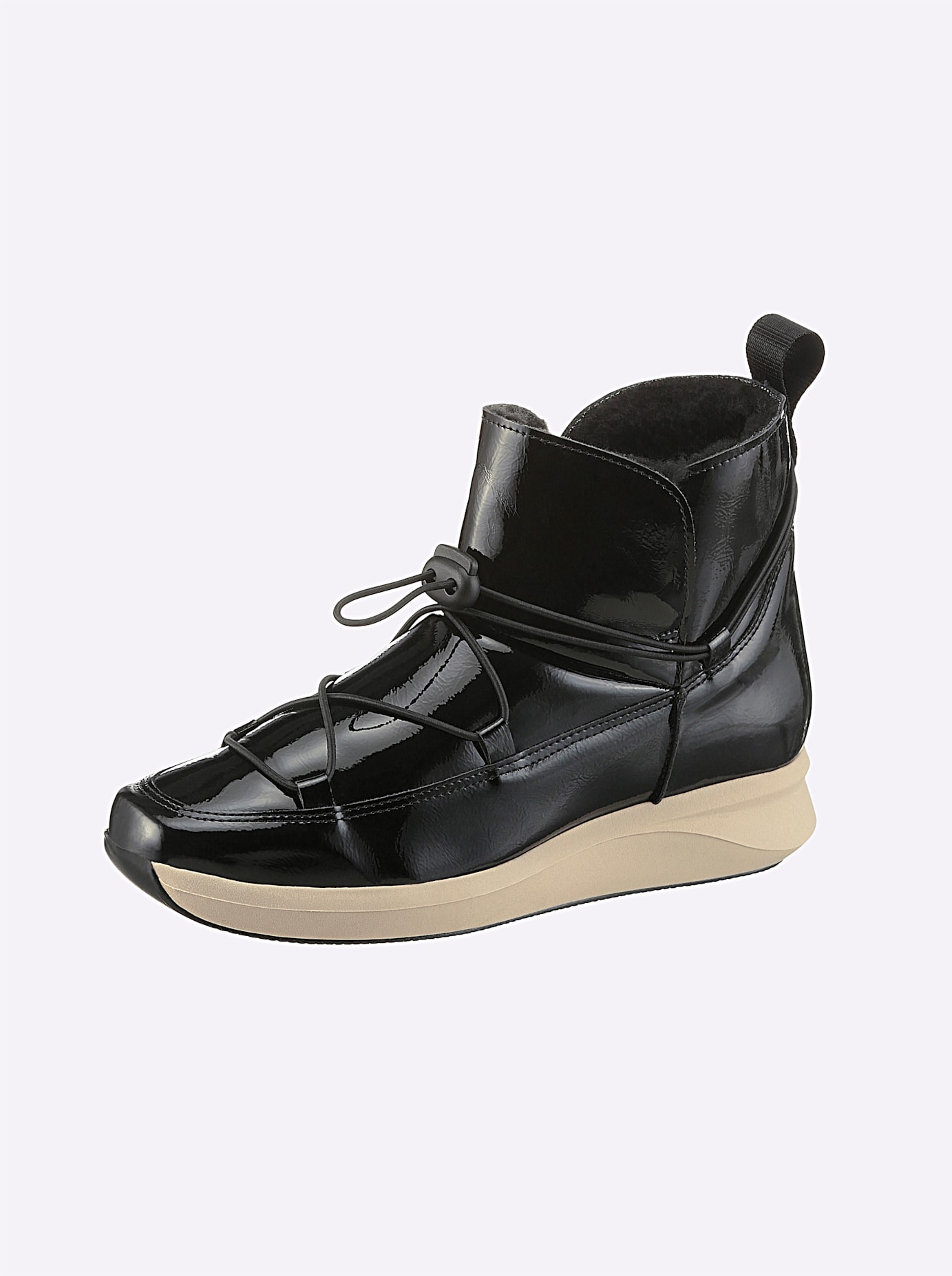 Stiefelette HEINE, Damen, Gr. 37, schwarz (schwarz, lack), Synthetik, Schuhe