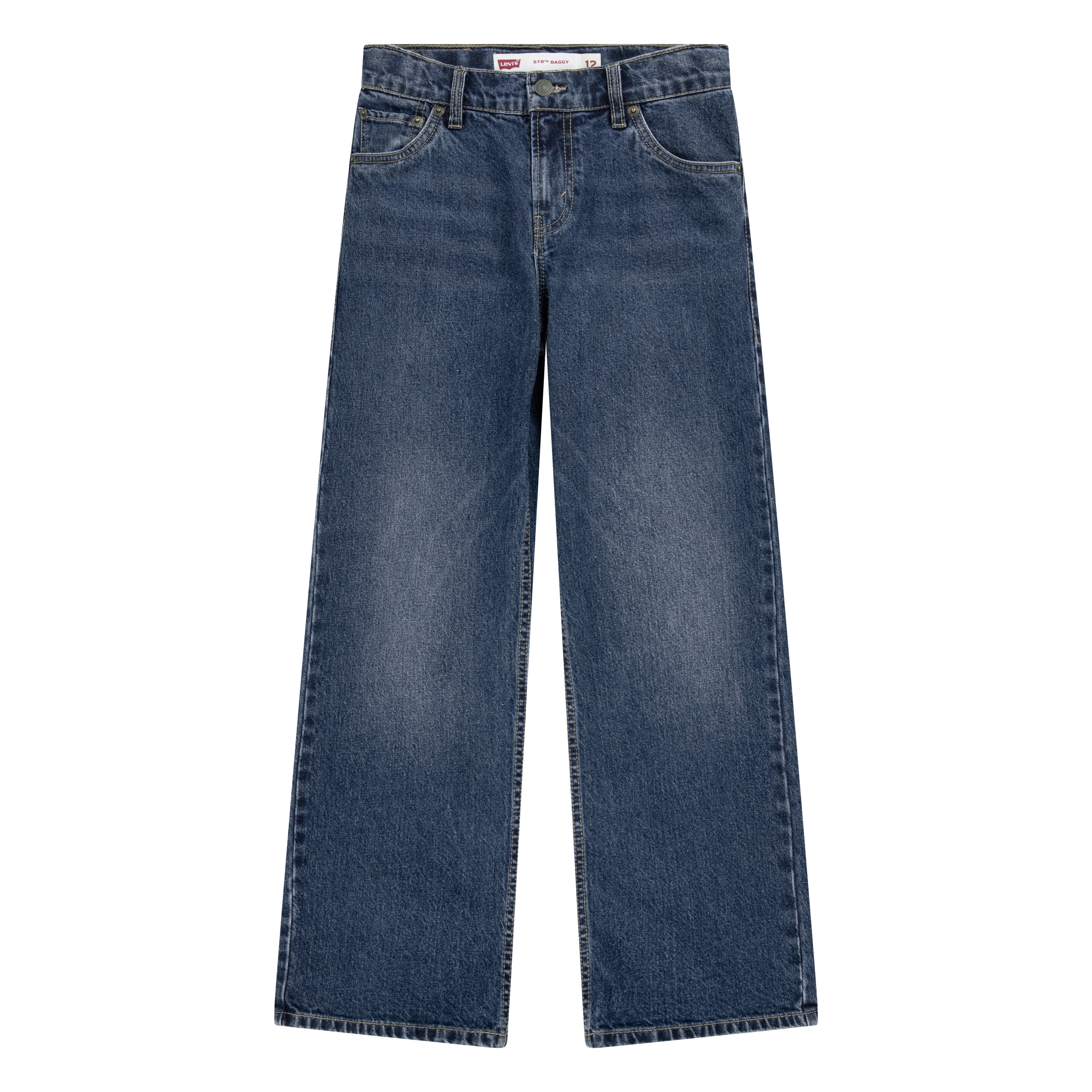 5-Pocket-Jeans LEVI'S KIDS "LVB 578 BAGGY JEANS", Jungen, Gr. 10 (140), N-Gr, bandwagon w, o destruction, Denim/Jeans, Obermaterial: 99% Baumwolle, 1% Elasthan, Jeans, Baggy-Silhouette, locker und lässig Image
