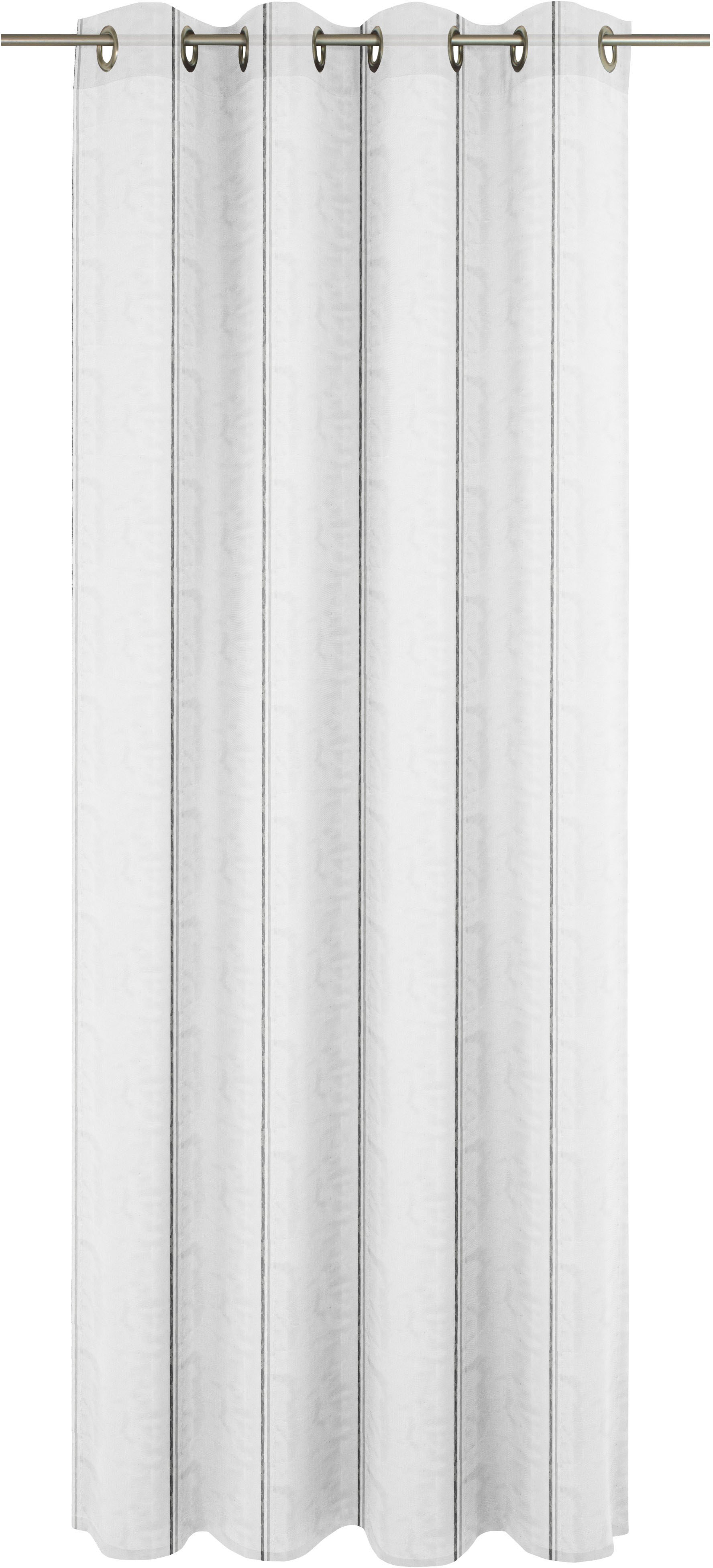 Gardine WIRTH "Chloé", grau (grau, weiß), B:900cm H:260cm, Polyester, Gardinen, Fertigstore mit Ösen (Ø 4 cm) nach Maß Image