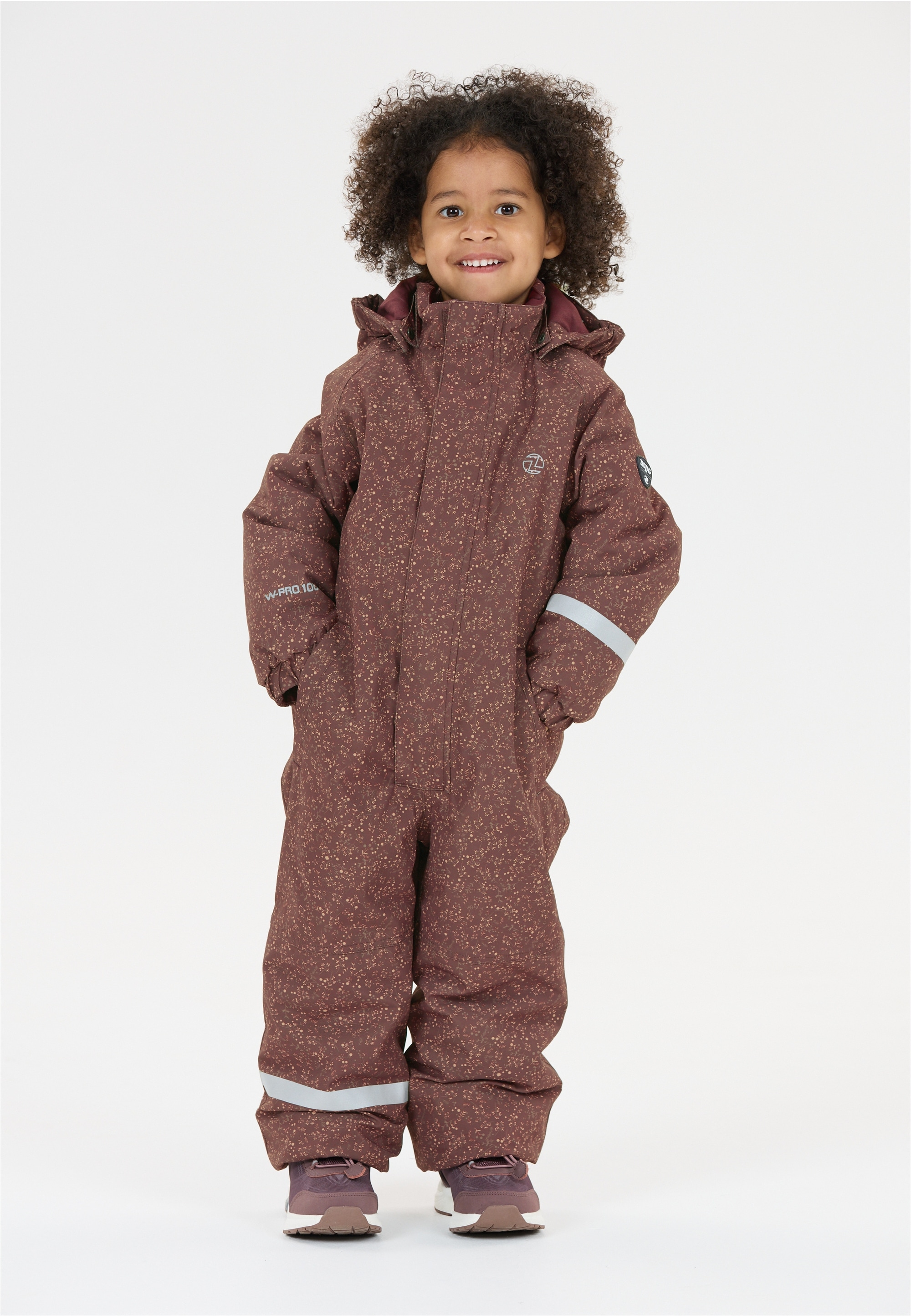 Schneeoverall ZIGZAG "Tower", Kinder, Gr. 128, dunkelbraun, rot, 100% Polyester, lang, Overalls, mit wasser- und winddichter TPU-Membran Image