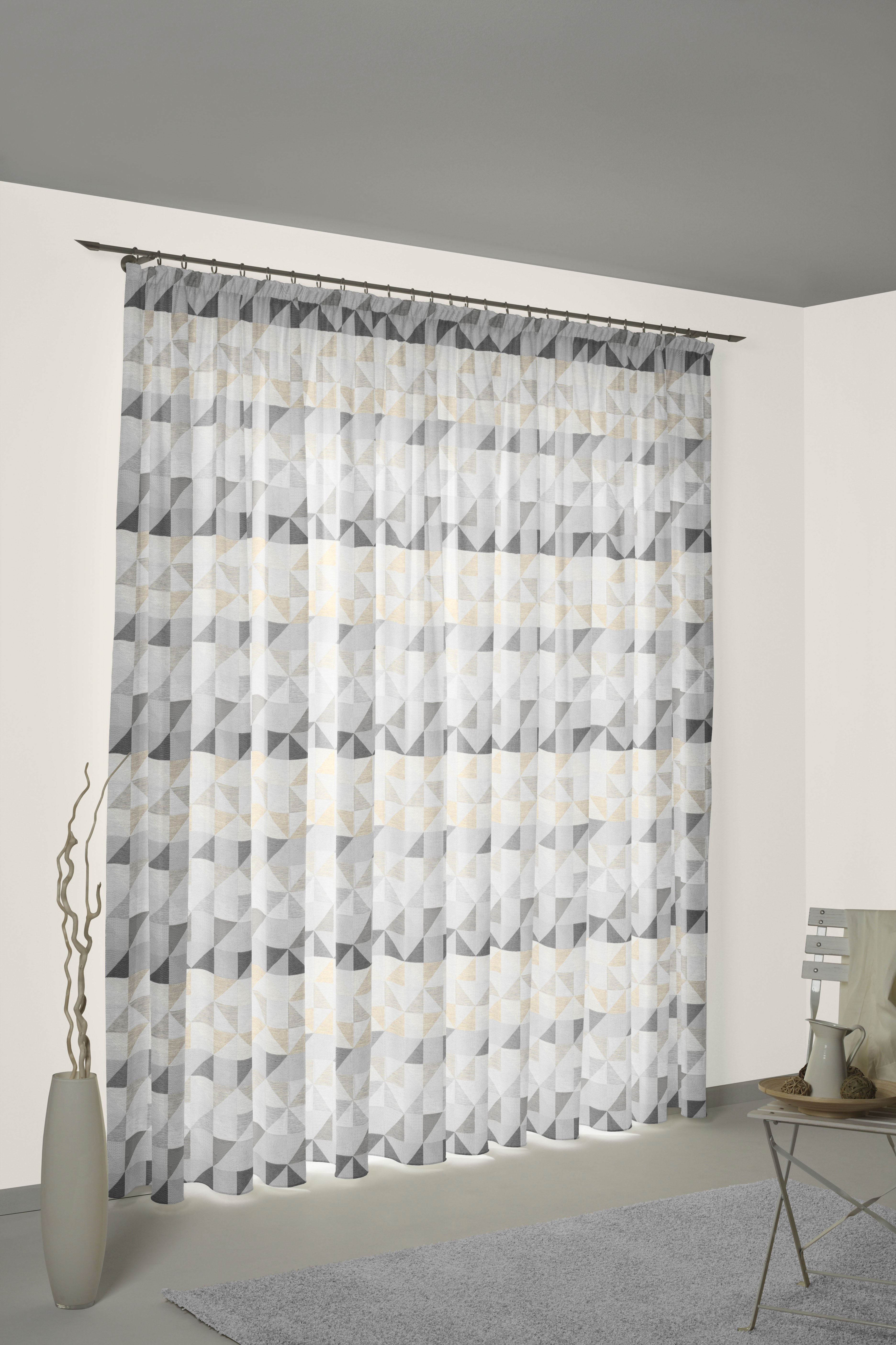 Vorhang WIRTH "Berlare", grau (hellgrau), B:132cm H:165cm, Baumwolle, Polyester, Gardinen, nach Maß Image