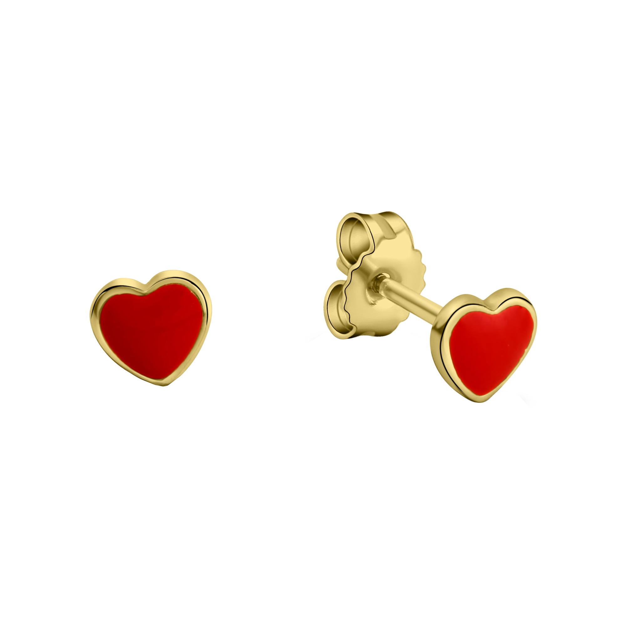 Paar Ohrstecker ZEEME "Gold 333 Motiv Herz", gelb (gelb, rot), Ohrringe, one-size, Gold Image