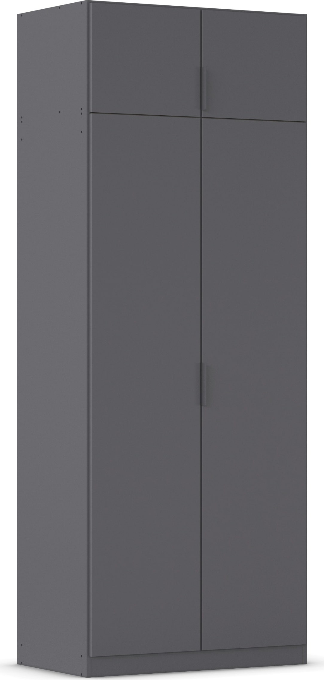 Kleiderschrank RAUCH "Drehtürenschrank Schrank Garderobe Ankleide Schlafzimmer LAGOA", graumetallic, B:91cm H:235cm T:54cm, Holzwerkstoff, Schränke, moderne Kantengriffe aus Metall, optional mit Aufsatz MADE IN GERMANY Image