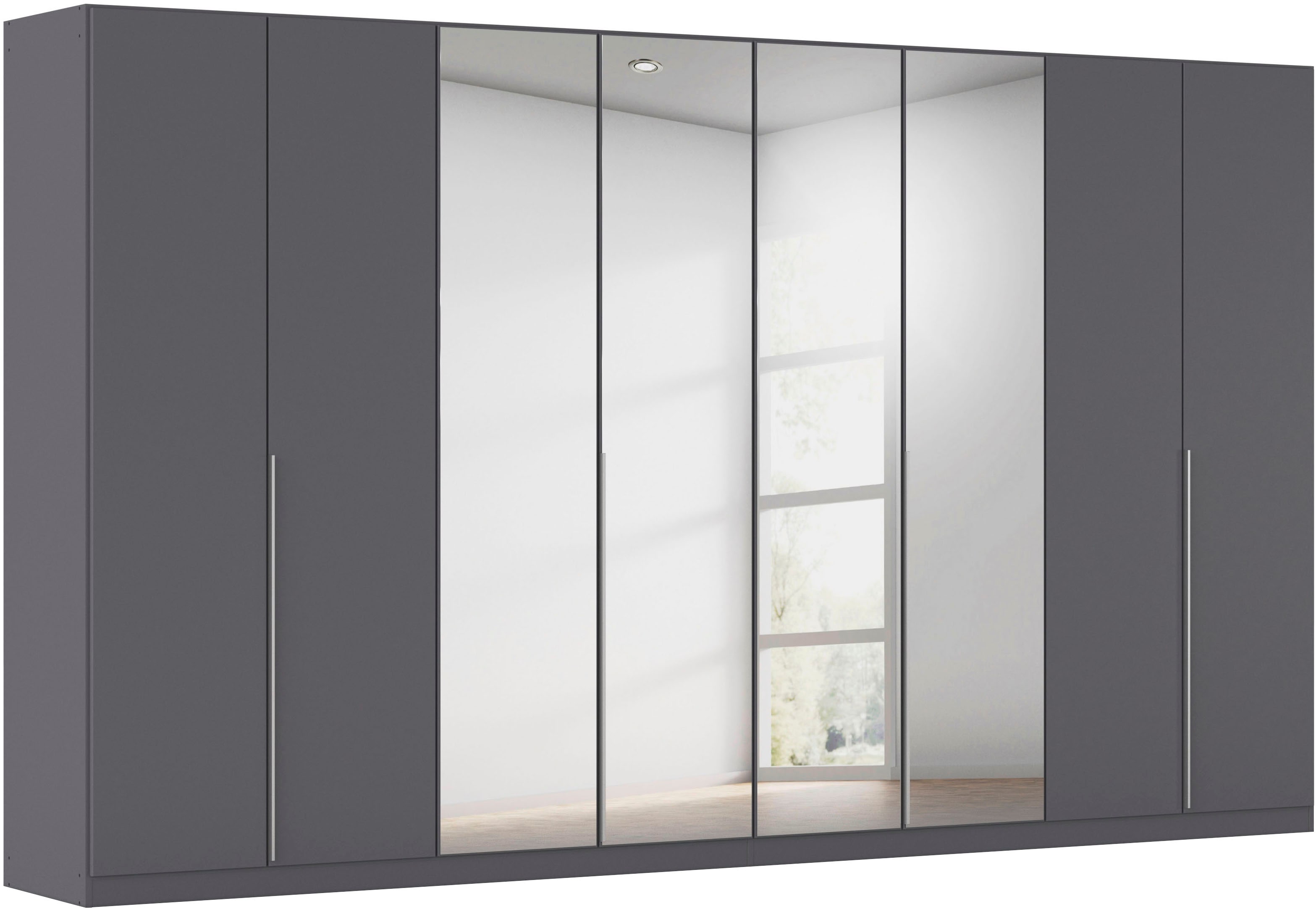 Drehtürenschrank RAUCH "Kleiderschrank Schrank Garderobe AGORDO mit Dekor- oder Hochglanzfront", graumetallic, B:360cm H:210cm T:54cm, Holzwerkstoff, Schränke, durchdachte Innenausstattung, in 7 Breiten und 2 Höhen MADE IN GERMANY, Topseller Image