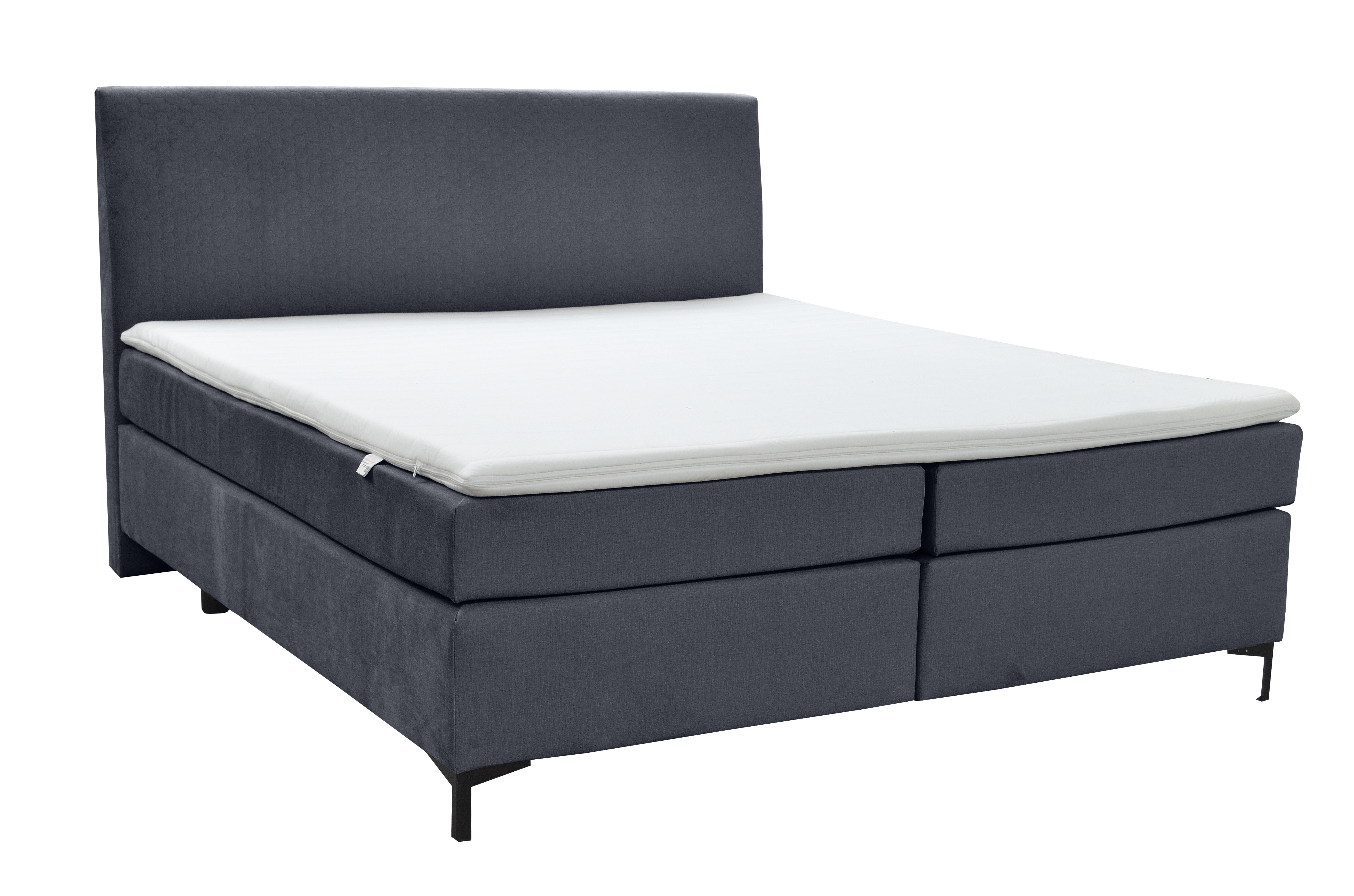 Boxspringbett ALINA "Petro", schwarz (anthrazit dfn, dfh 139), B:182cm L:215cm, Samtstoff DFN (100% Polyester);Samtstoff DFH (100% Polyester), Komplettbetten, Boxspringbett, inklusive Matratze und Topper, in diversen Ausführungen Image