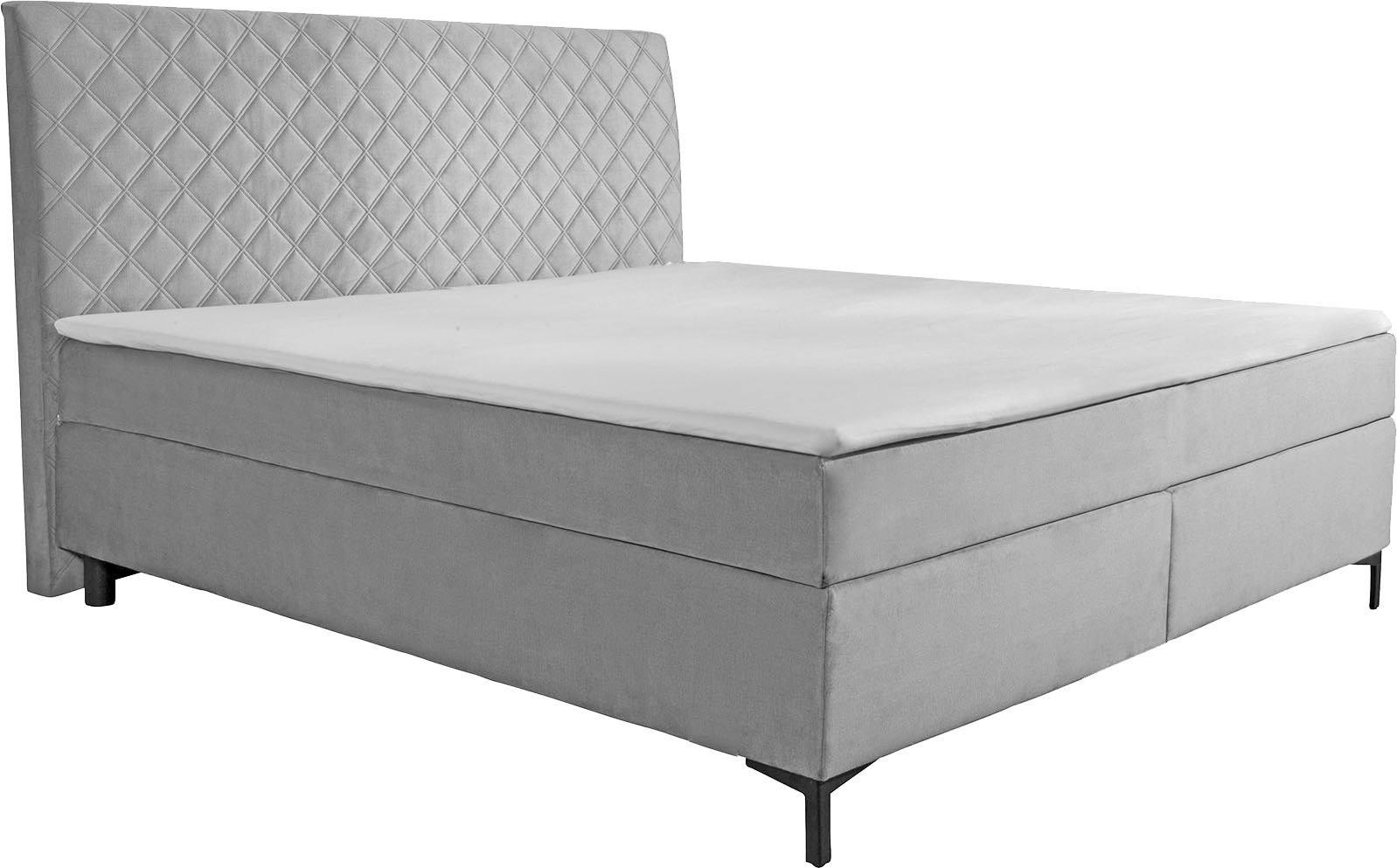 Boxspringbett ALINA "Petro", grau (silbergrau dmo, dmk 29), B:162cm L:215cm, Samt DMO (100% Polyester);Samt DMK (100% Polyester), Komplettbetten, Boxspringbett, inklusive Matratze und Topper, in diversen Ausführungen Image