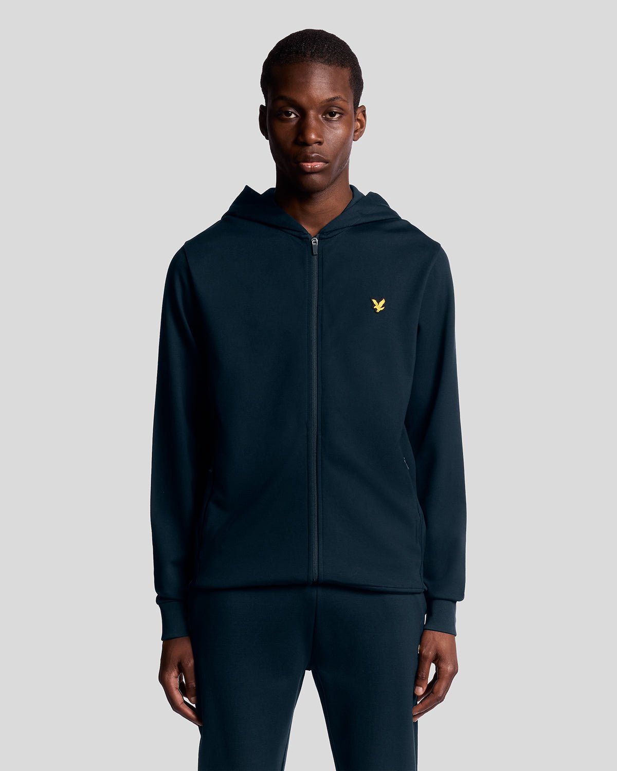 Lyle & Scott Sports Leichter Kapuzenpullover mit Reißverschluss – Marineblau Image