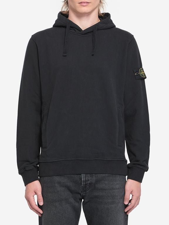 Organic Cotton Hooded Sweatshirt - Black - Stone Island Sweats