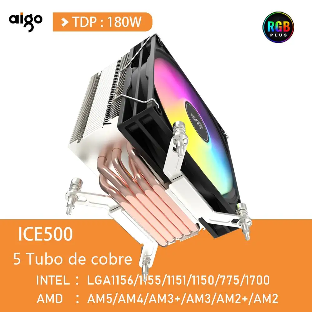 Aigo ICE500 refroidisseur de processeur 5 caloducs Disipador refroidisseur d