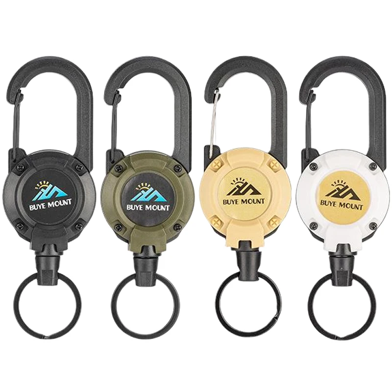 2Pcs Heavy Duty Versenkbare Pull Abzeichen ID Reel Karabiner Schlüssel Kette Stahl Draht Seil Schnalle Schlüssel Halter Outdoor Schlüsselbund werkzeuge Image