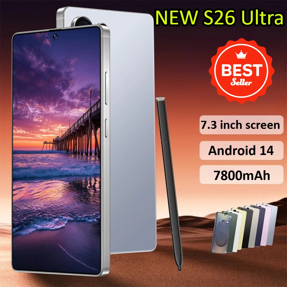 Nouveau Smartphone S26 Ultra Original chaud 7.3HD Version mondiale 5G double carte téléphones portables bon marché 7800mAh Android 14 téléphones portables