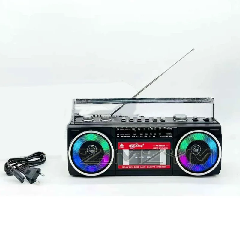 AM/FM/SW Multiband-Radio, Stereo, kabelloser Bluetooth-Lautsprecher, MP3-Audio-Kassetten-Kassetten-Player, Recorder, USB mit Licht, 220 V, Nadel Jepто Image