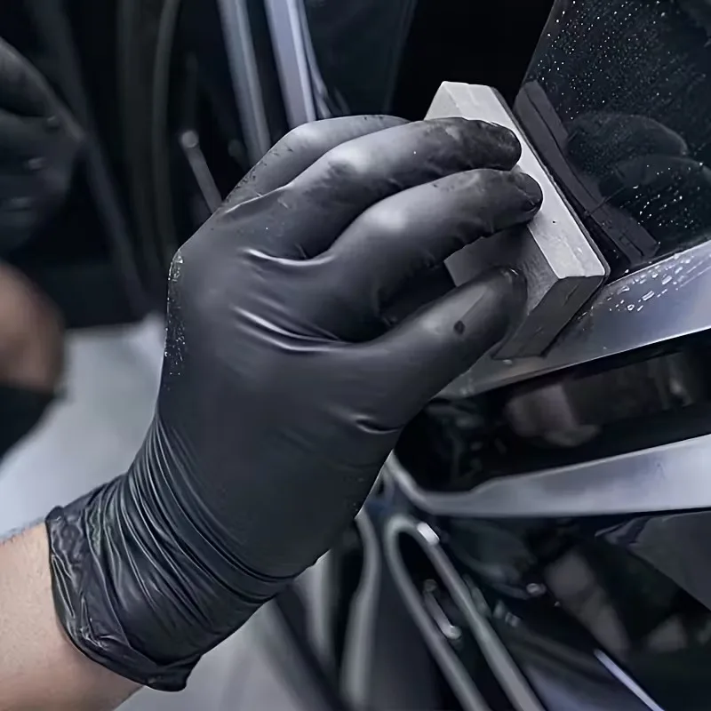 Einweg-Handschuhe aus Nitril-PVC, schwarz, dick, langlebig, wasserdicht, schützend für die Haushaltsreinigung, Geschirrspülen, Küche, Badezimmer, Toilette