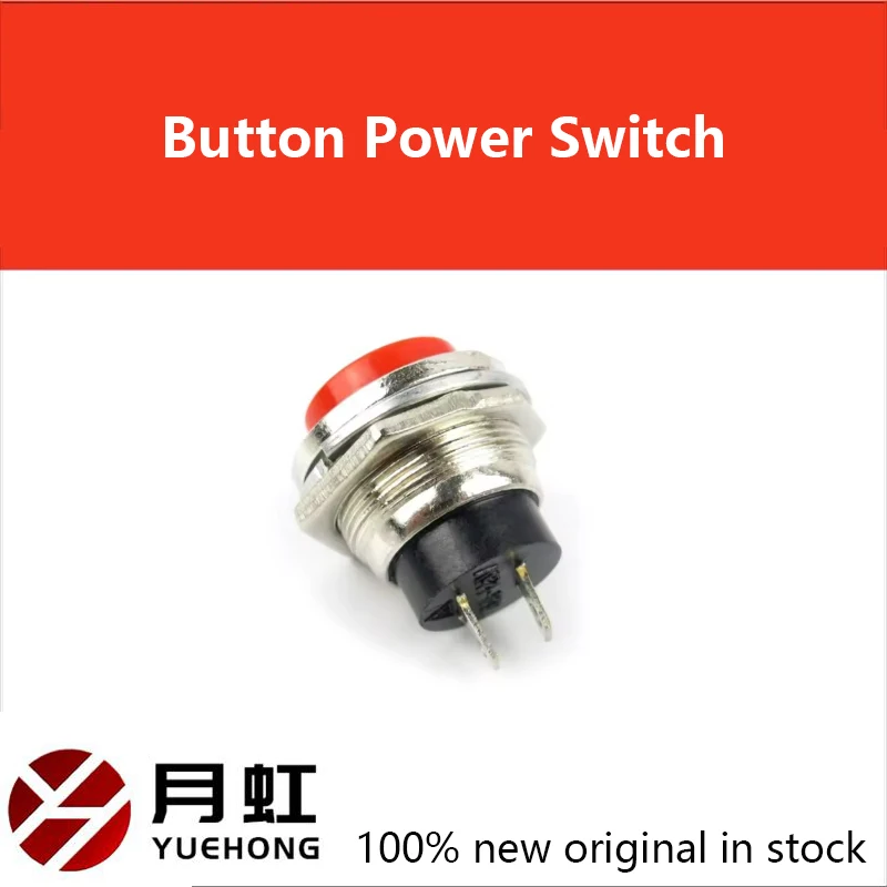 Netzschalter, rund, rot, Gitarren-Kill-Schalter, kleiner selbstrückstellender Momentan-Druckknopf, Start-Netzschalter, zusammengesetzter Knopf, Netzschalter Image