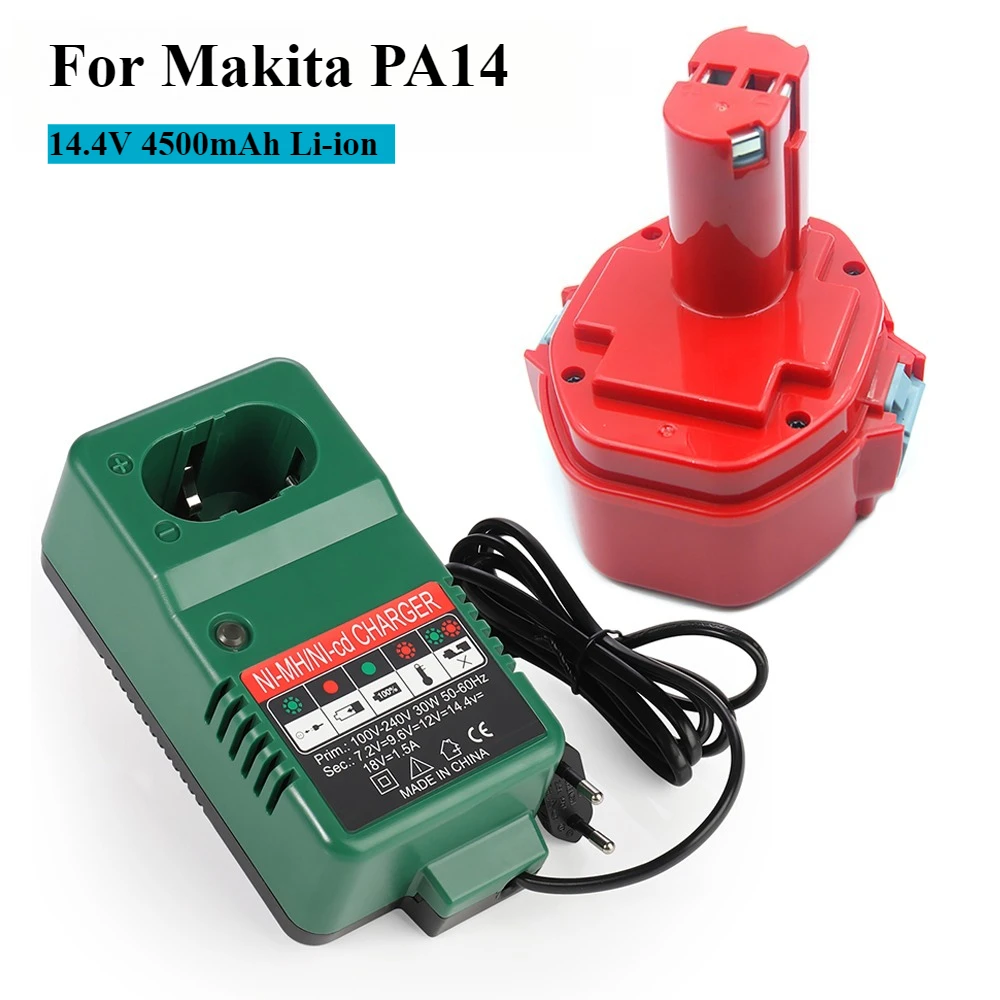 PA14 4,5 Ah Ni-MH 14,4 V wiederaufladbarer Akku und Ladegerät für Makita Elektrowerkzeuge Schraubendreher 1420 1433 1434 1435 6337D 6280D 8280D Image