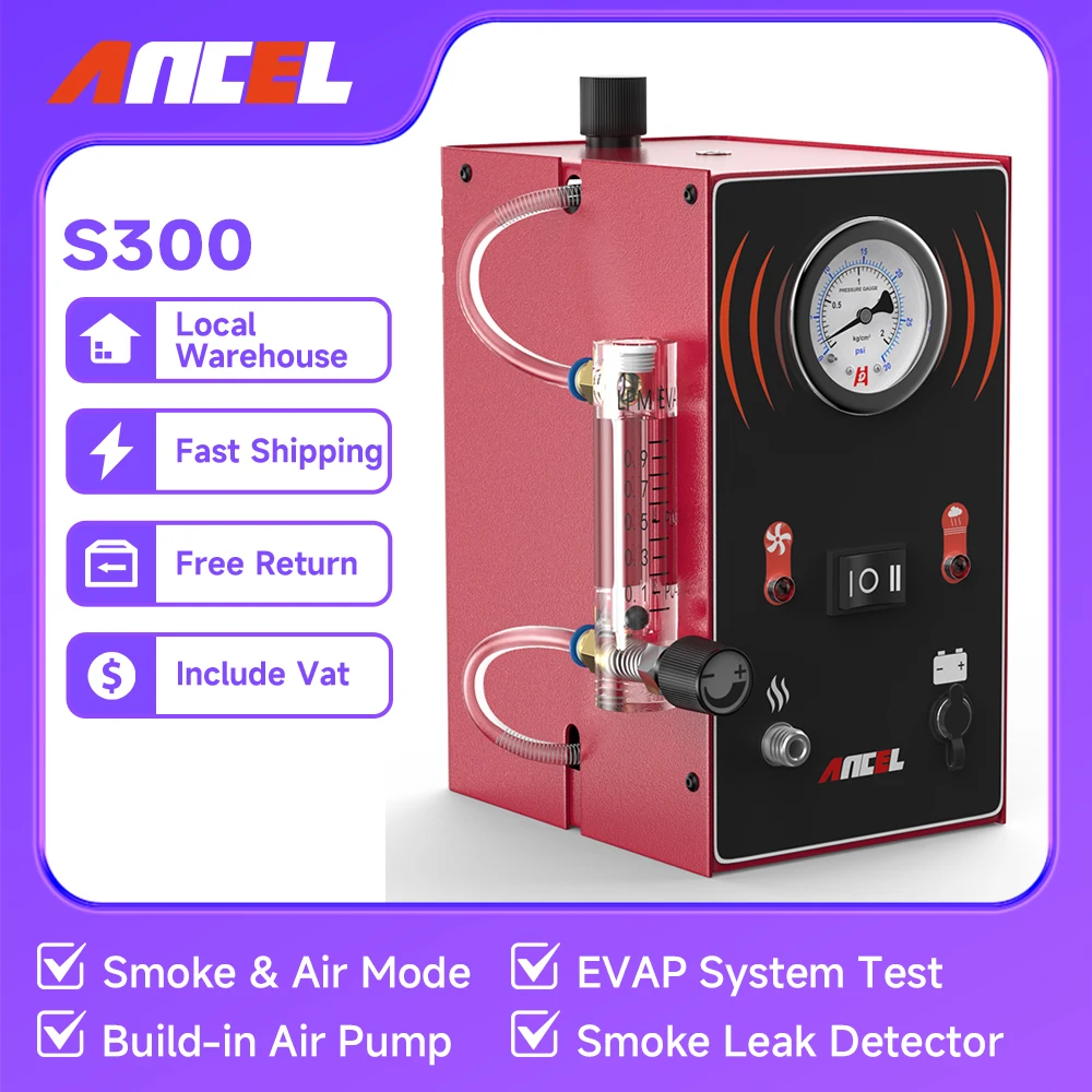 2025 ANCEL S300 détecteur de fuite de fumée de voiture moto automobile EVAP fuite localisateur de fuite de gaz générateur de tuyaux outils de Diagnostic