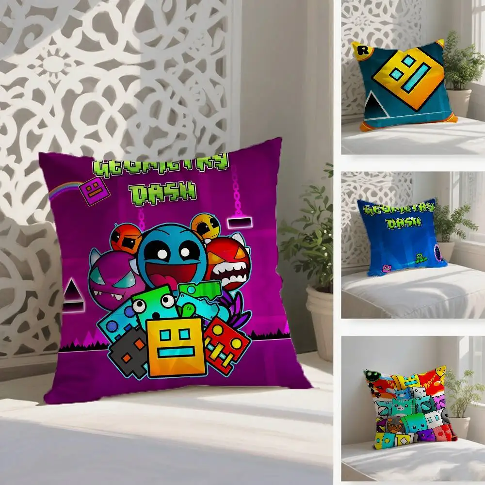 G-Geometry D-Dash V-Video-Kissenbezug, Anti-Dustmite-Kissenbezug, unsichtbarer Reißverschluss, seidiger kurzer Plüsch-Sofa-Kissenbezug Image