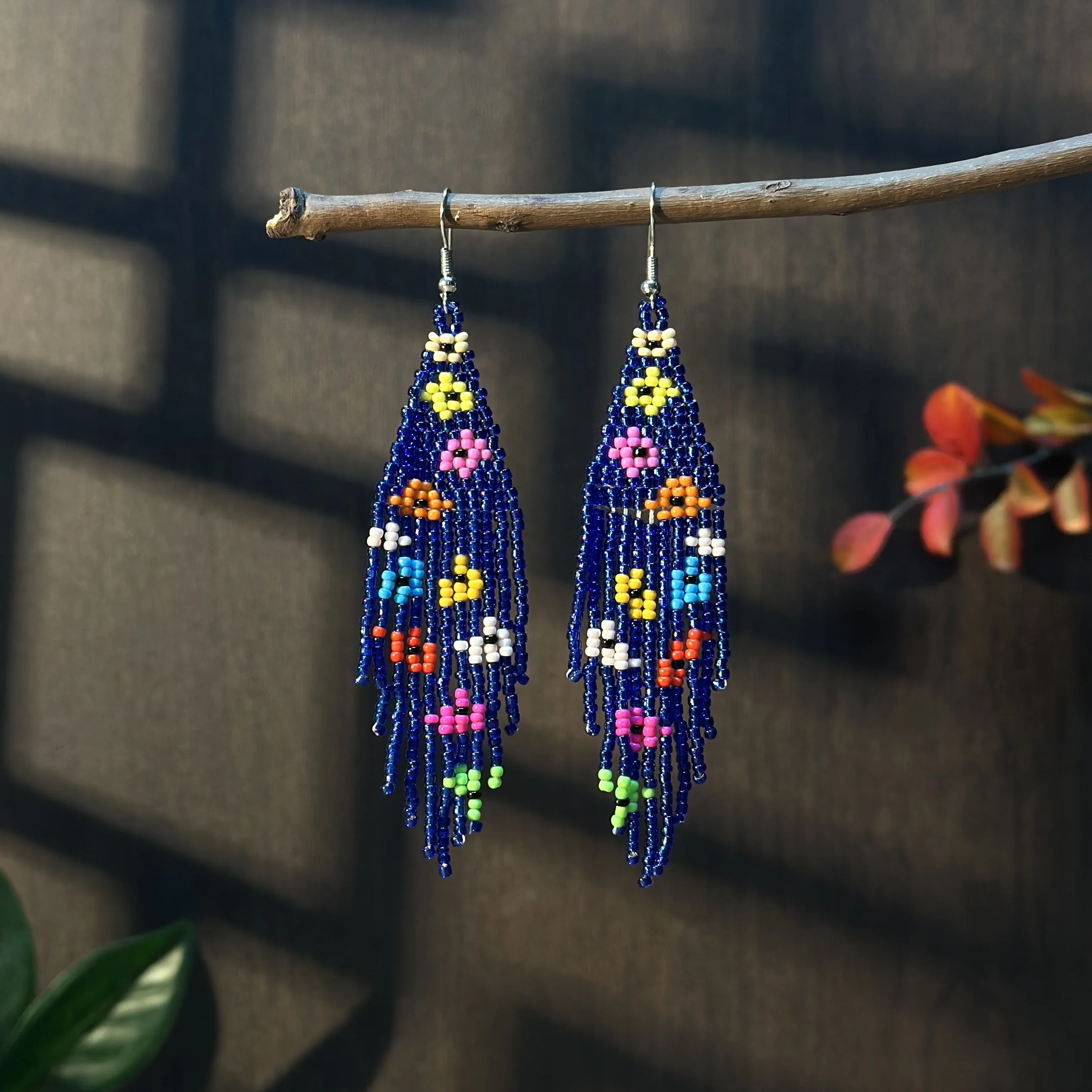 Böhmische Glasperlen-Quasten-Ohrringe, Saatperlen, kreatives Design, Blumen-Ohrringe, Damen-Modeschmuck, Accessoires, Geschenk für Freunde