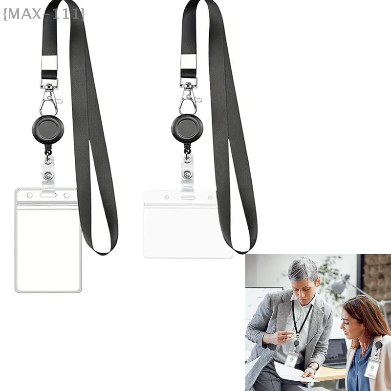 Einziehbare Ausweisrolle (1/2/3 Stück) – wasserdichter PVC-Kartenhalter, Arbeitserlaubnis/Zugangskontrolle, Brustetiketten-Schutzhülle Image