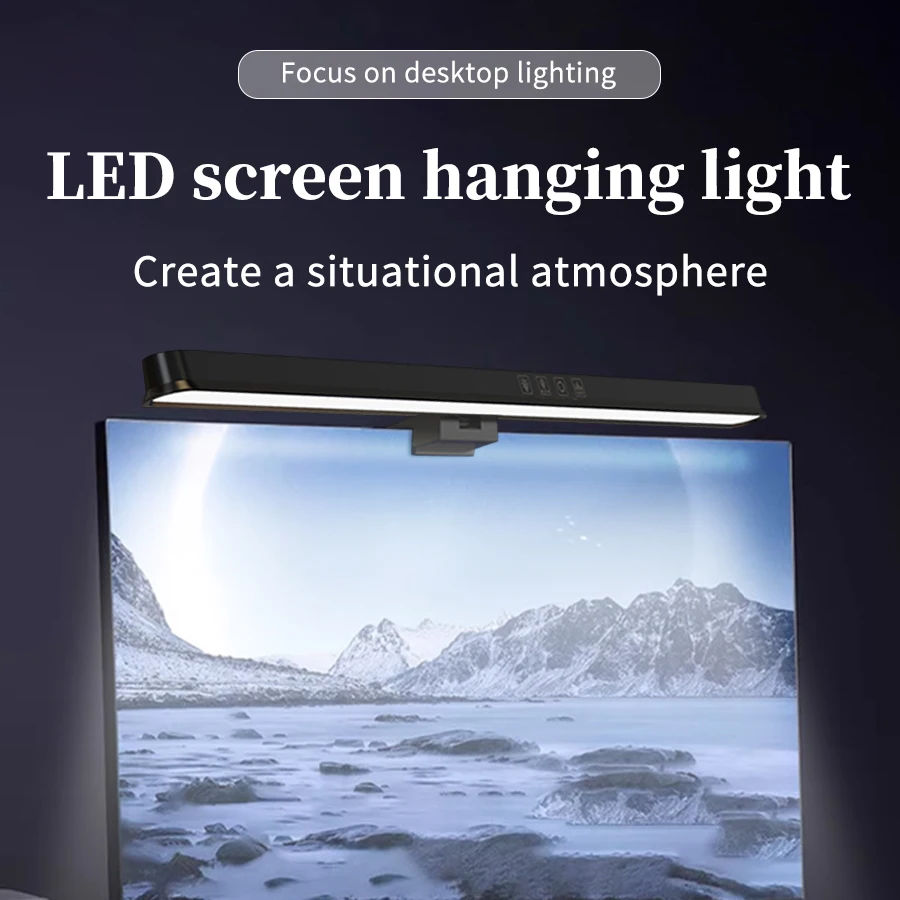 LED-Bildschirmstreifenleuchte 36cm 51cm PC Laptop Monitor Bildschirm-Hängeleuchte Stufenlose Dimmung Büro Studier-Monitor Leselampe