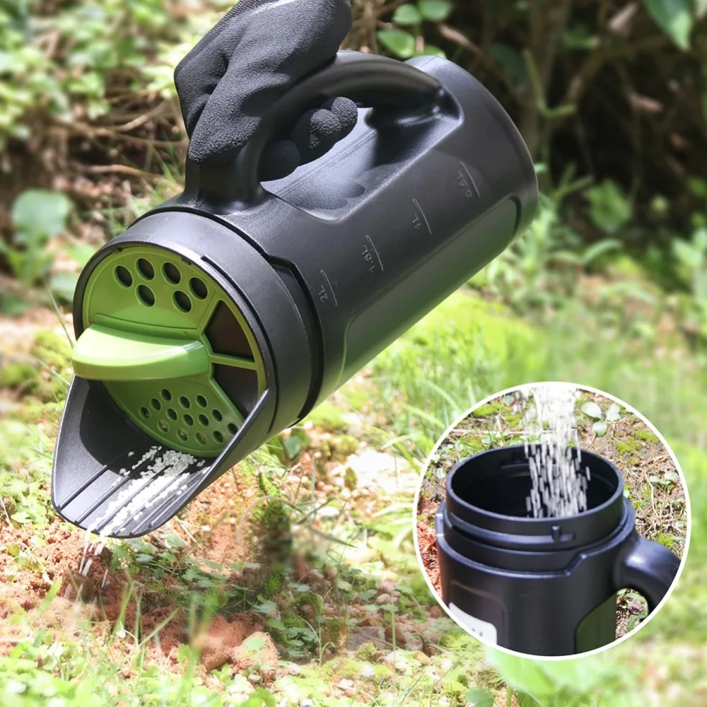 Handheld-Samenspreizer, wiederverwendbarer Gras-Samen-Shaker, tragbares Pflanzgefäß-Werkzeug für Samendünger, Salz- und Gartengerät, verstellbares Loch Image