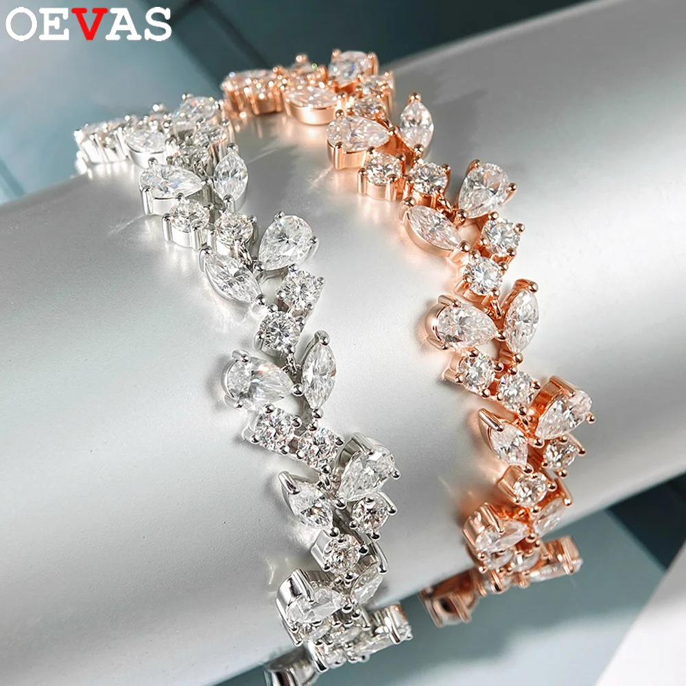 OEVAS Marquise/Birne Cut Voller Moissanit Armband Für Frau S925 Silber 18K Gold D Farbe Labor Diamant Armband edlen Schmuck Image