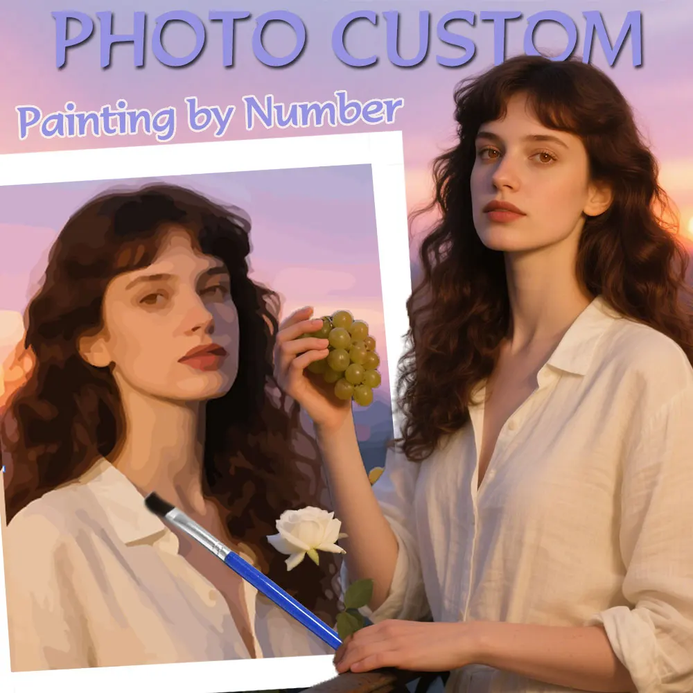 Huacan bricolage peinture par numéros Photo personnalisé Kits peints à la main dessin privé peinture à l'huile sur toile bricolage cadeau décor à la maison