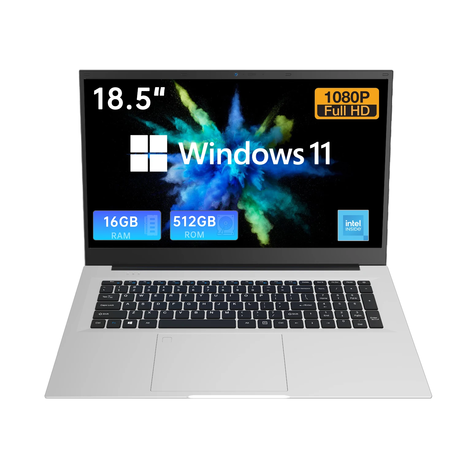18.5" Laptop 16GB RAM 512GB/1TB SSD Intel N150 Portable Notebook Computer Lightweight Backlit Keyboard Fingerprint Windows 11