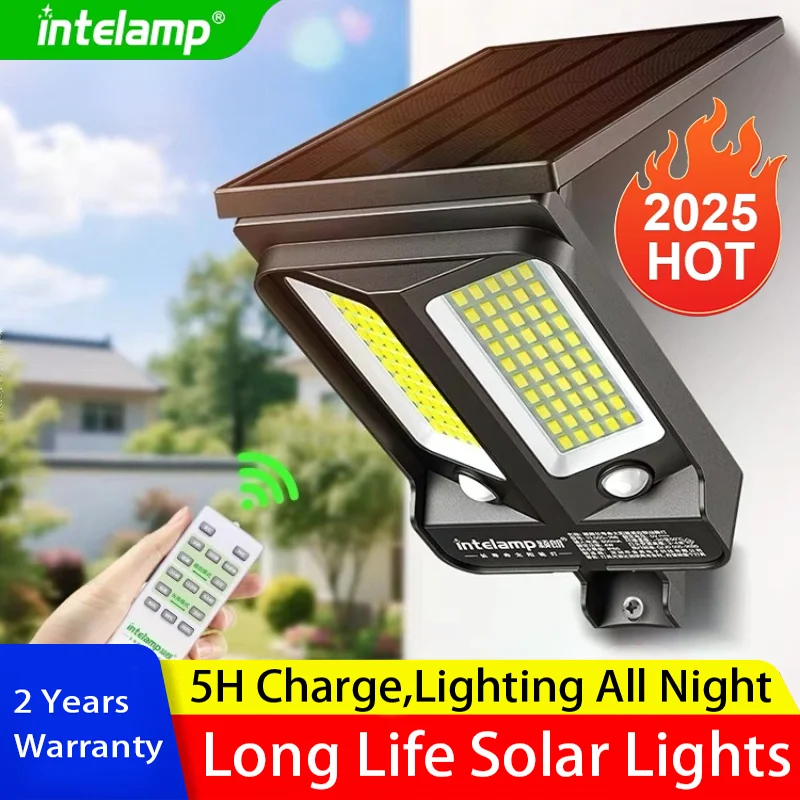 2025 1200LM lumière solaire lampe solaire extérieure lumière du soleil capteur de mouvement lumière télécommande étanche jardin rue mur cour lampe