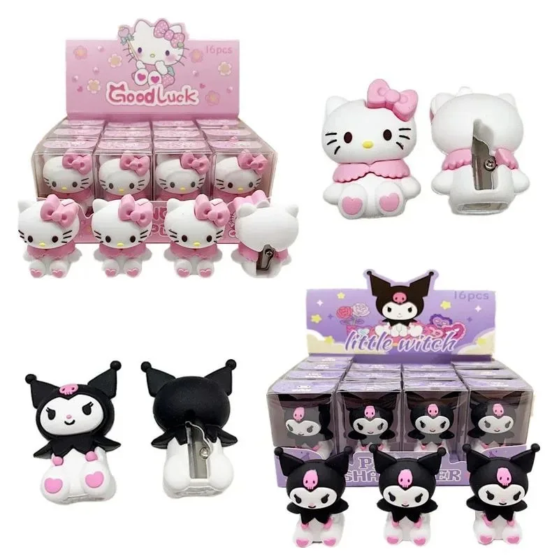 16 Stück Sanrio Bleistiftspitzer Hello Kitty My Melody Kuromi Cinnamoroll Studentenspitzer Schreibwaren Schule Image