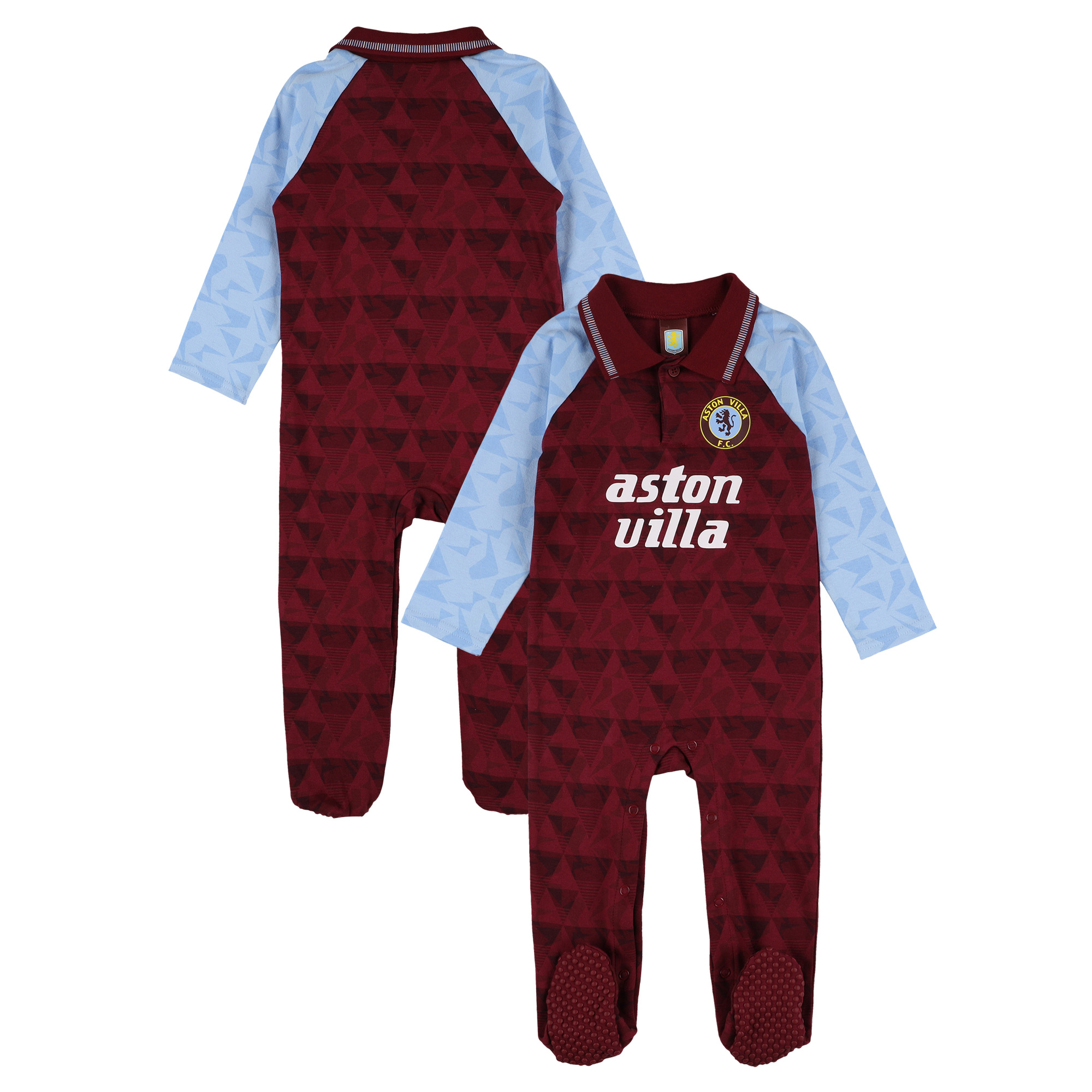 Aston Villa 1990 Home Retro Schlafanzug – Weinrot – Baby Image