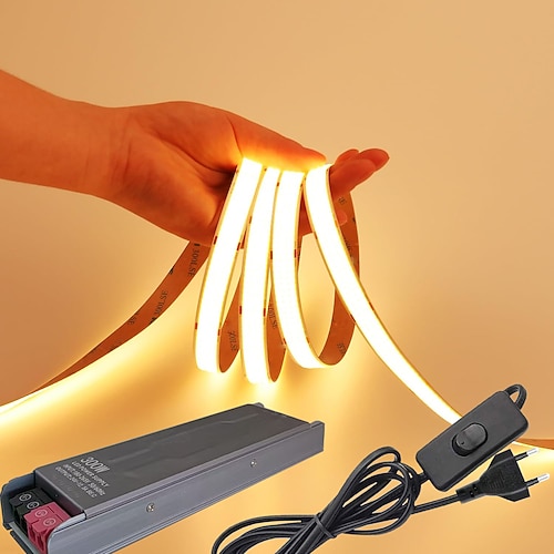 Striscia LED COB da 24 V, 15 mm, 24 W, 960 LED/m, 30 mm, 40 W, 1600 LED/m, larghezza 8,2-16,4 piedi, alta luminosità, CRI 90, grande superficie luminosa, IP20, non impermeabile, luci a nastro LED per