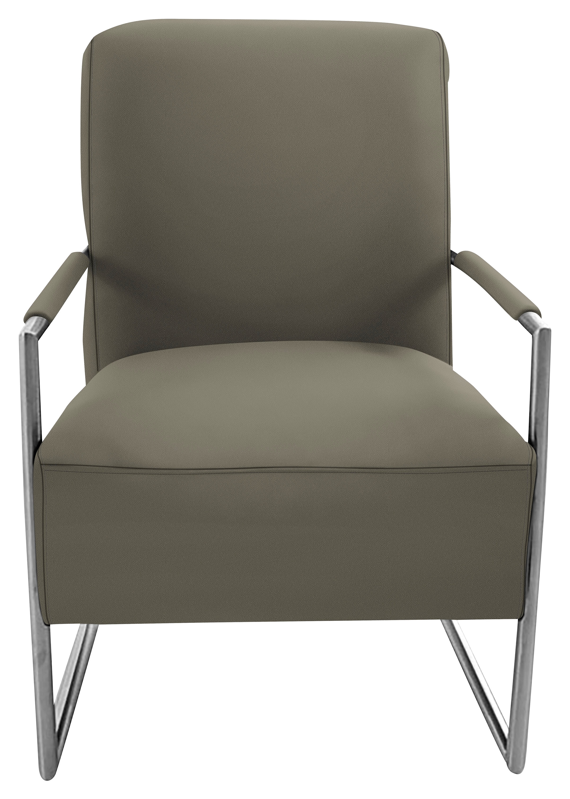 Cocktailsessel K+W KOMFORT & WOHNEN, beige (zypresse), B:62cm H:77cm T:83cm, Sessel, mit bezogenen Armlehnen, Gestell in Metall Edelstahloptik