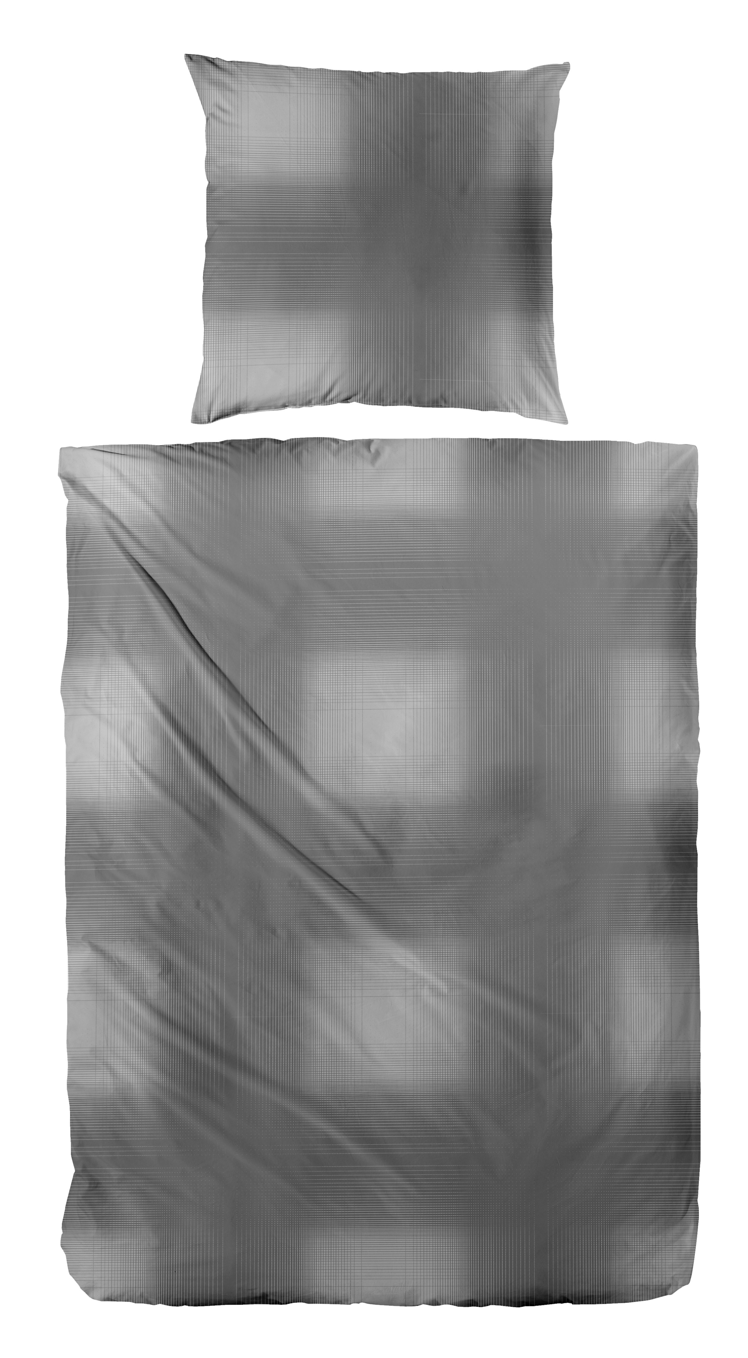 Bettwäsche PRIMERA "Edelflanell-Bettwäsche Grazia", grau, B/L: 155cm x 220cm, 1 Stk., 1 Stk., Edel-Köper-Flanell, B/L: 80cm x 80cm, 2 Stk., Edel-Köper-Flanell, Obermaterial: 100% Baumwolle, Bettwäsche, mit modernem Karomuster Image