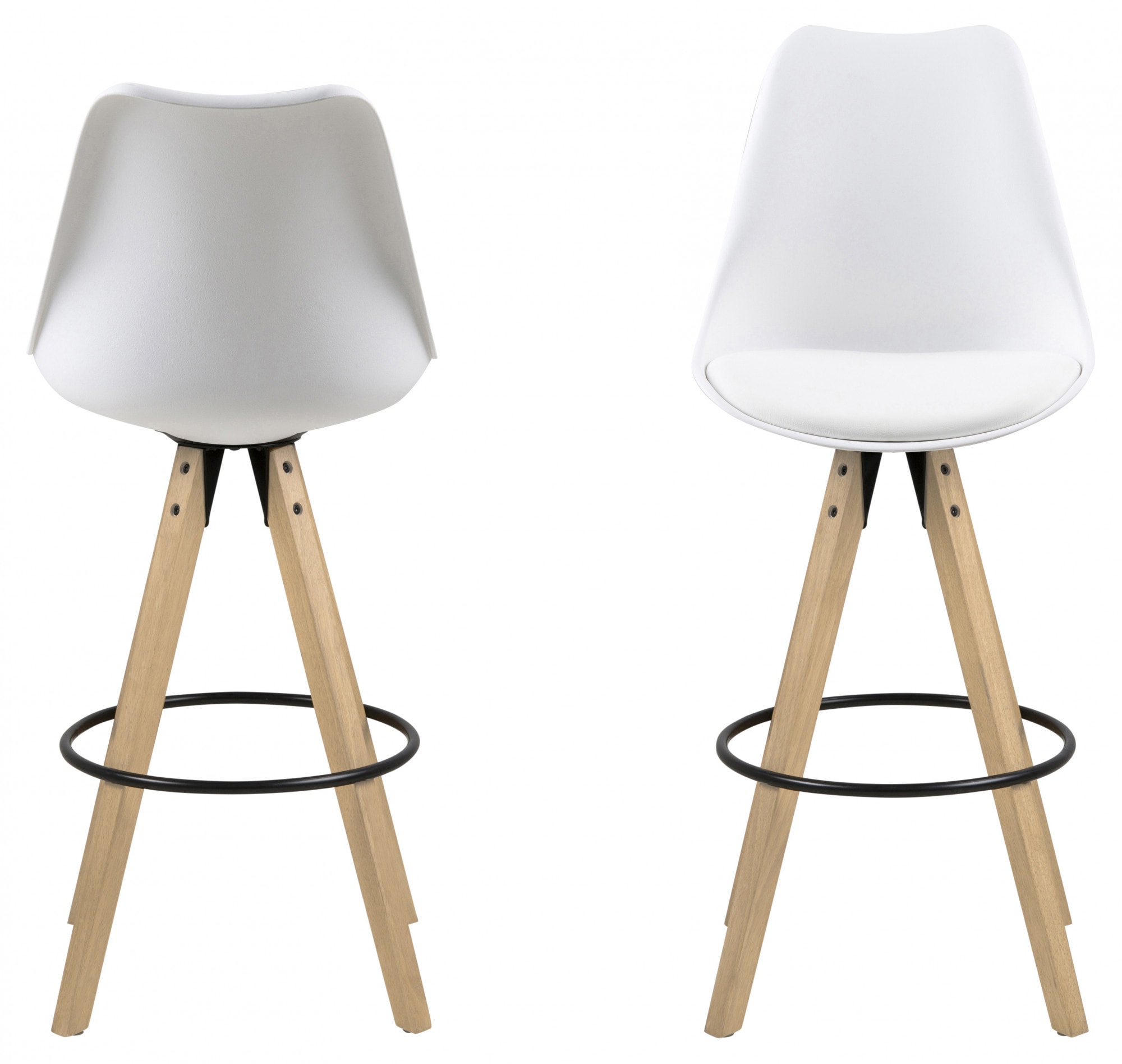 Barhocker ACTONA GROUP "Dian", weiß, B:48,5cm H:111,5cm T:55cm, Polypropylen, Hocker, Barstuhl, Organisch geformter Sitz mit Kissen, Fußstütze