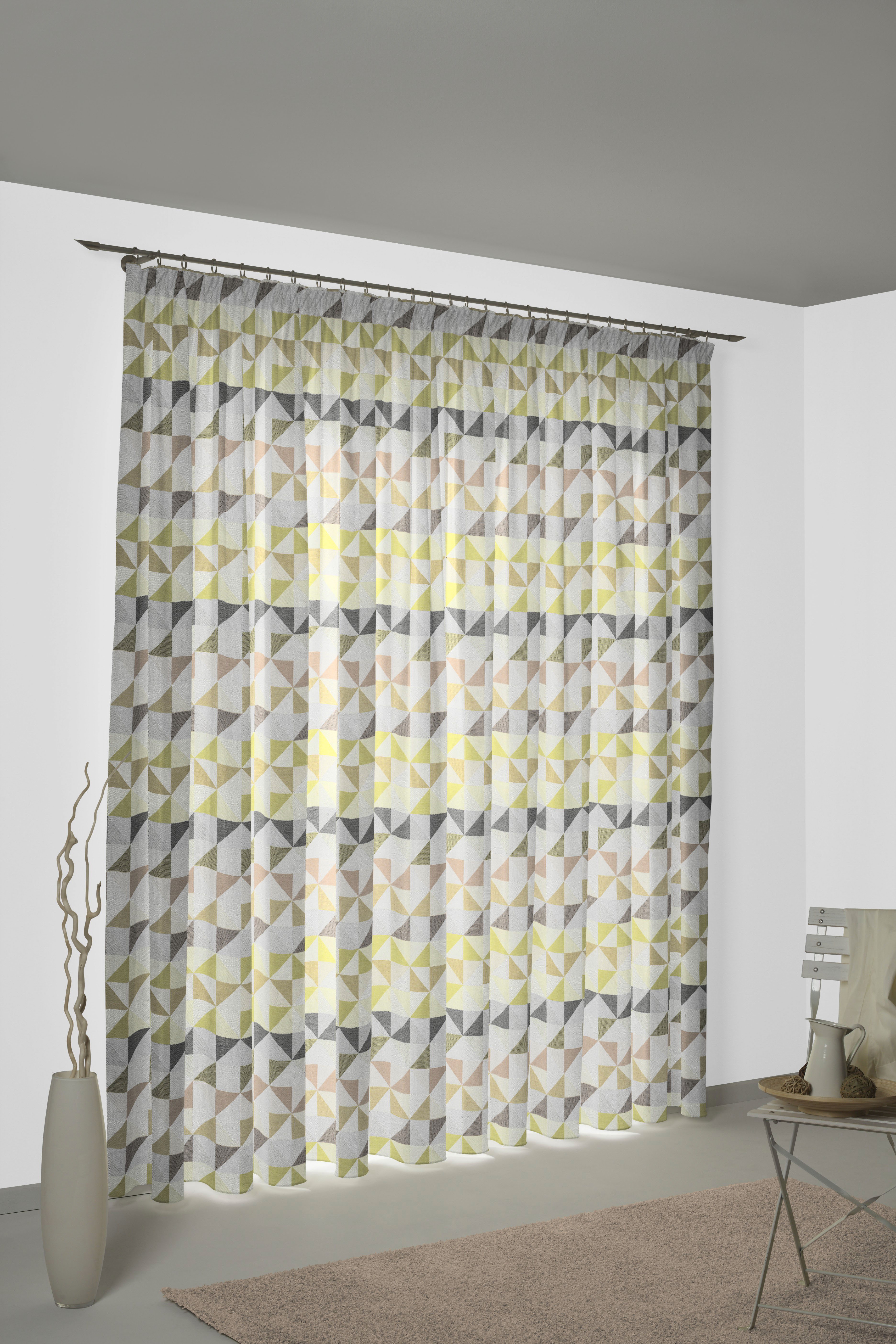 Vorhang WIRTH "Berlare", grün, B:132cm H:195cm, Baumwolle, Polyester, Gardinen, nach Maß Image