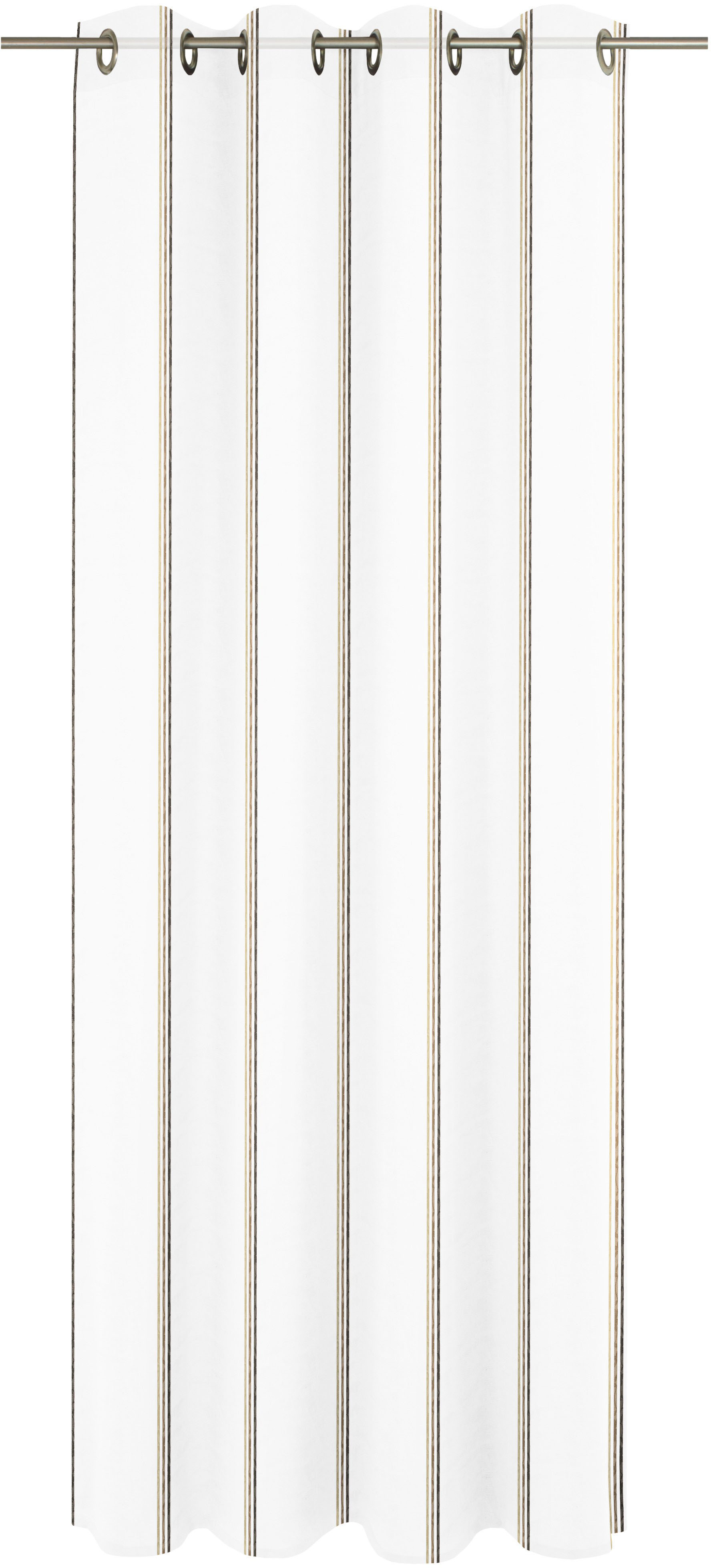 Gardine WIRTH "Chloé", braun (braun, weiß), B:550cm H:260cm, Polyester, Gardinen, Fertigstore mit Ösen (Ø 4 cm) nach Maß Image