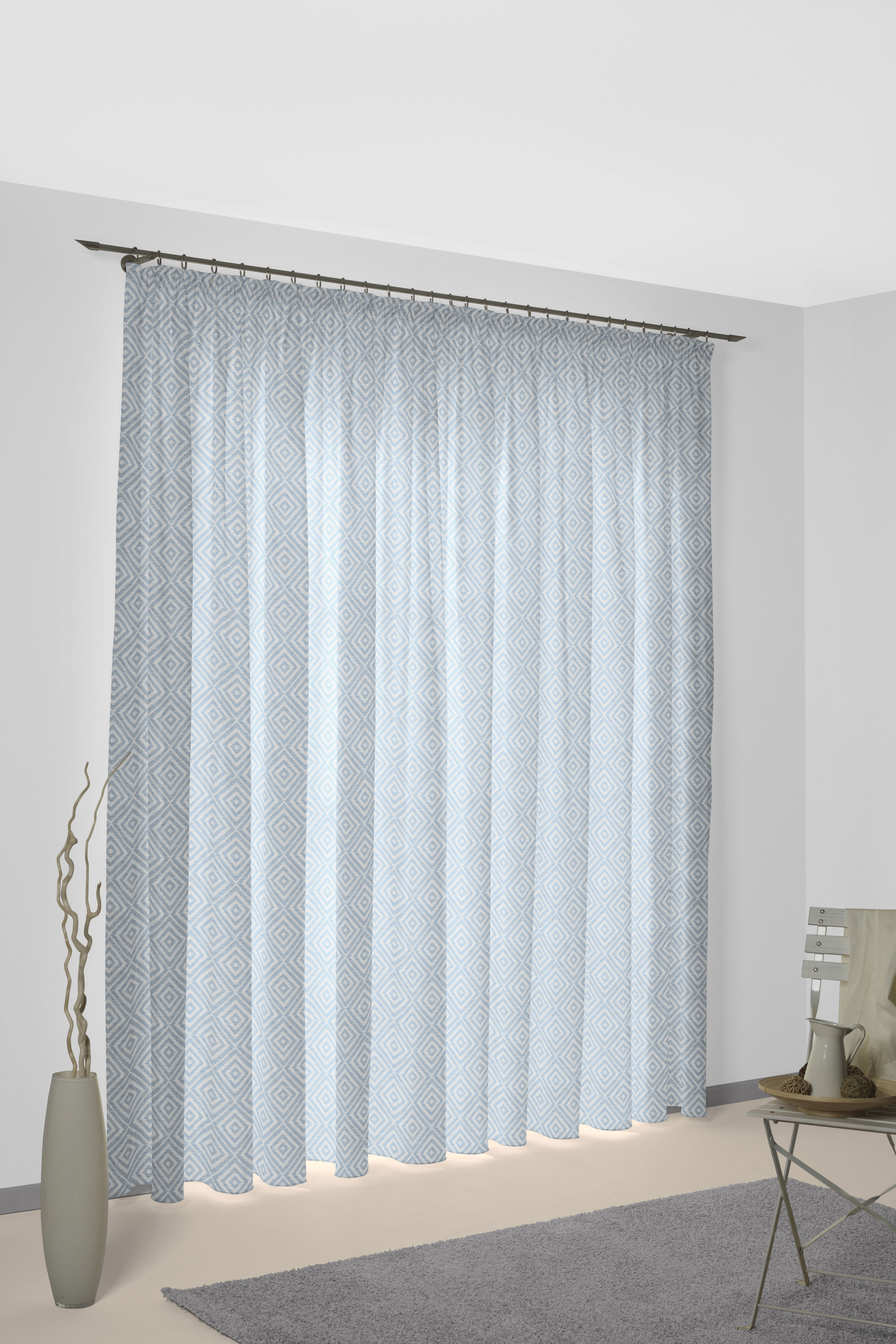 Vorhang WIRTH "Telfort" Gr. 3, blau, B:132cm H:225cm, Jacquard, Baumwolle, Polyester, Gardinen Image