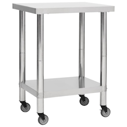 vidaXL Küchen-Arbeitstisch mit Rollen 80x45x85 cm Edelstahl Image